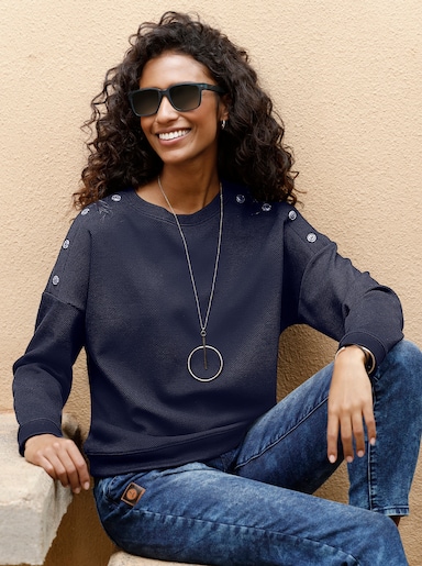 heine Langarmshirt mit Waffelstruktur - marine
