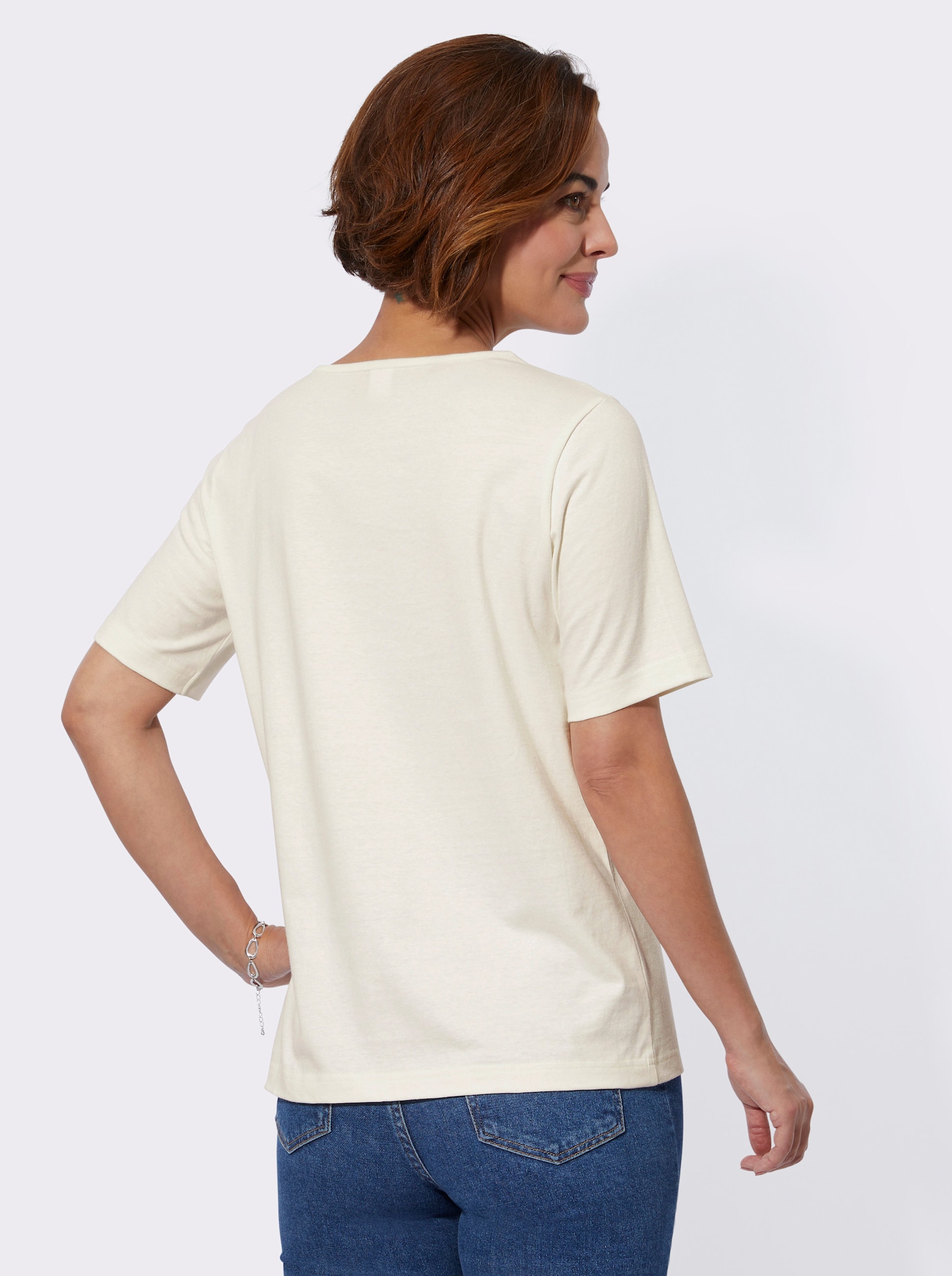 Shirt met korte mouwen, 2-in-1-look. - ecru