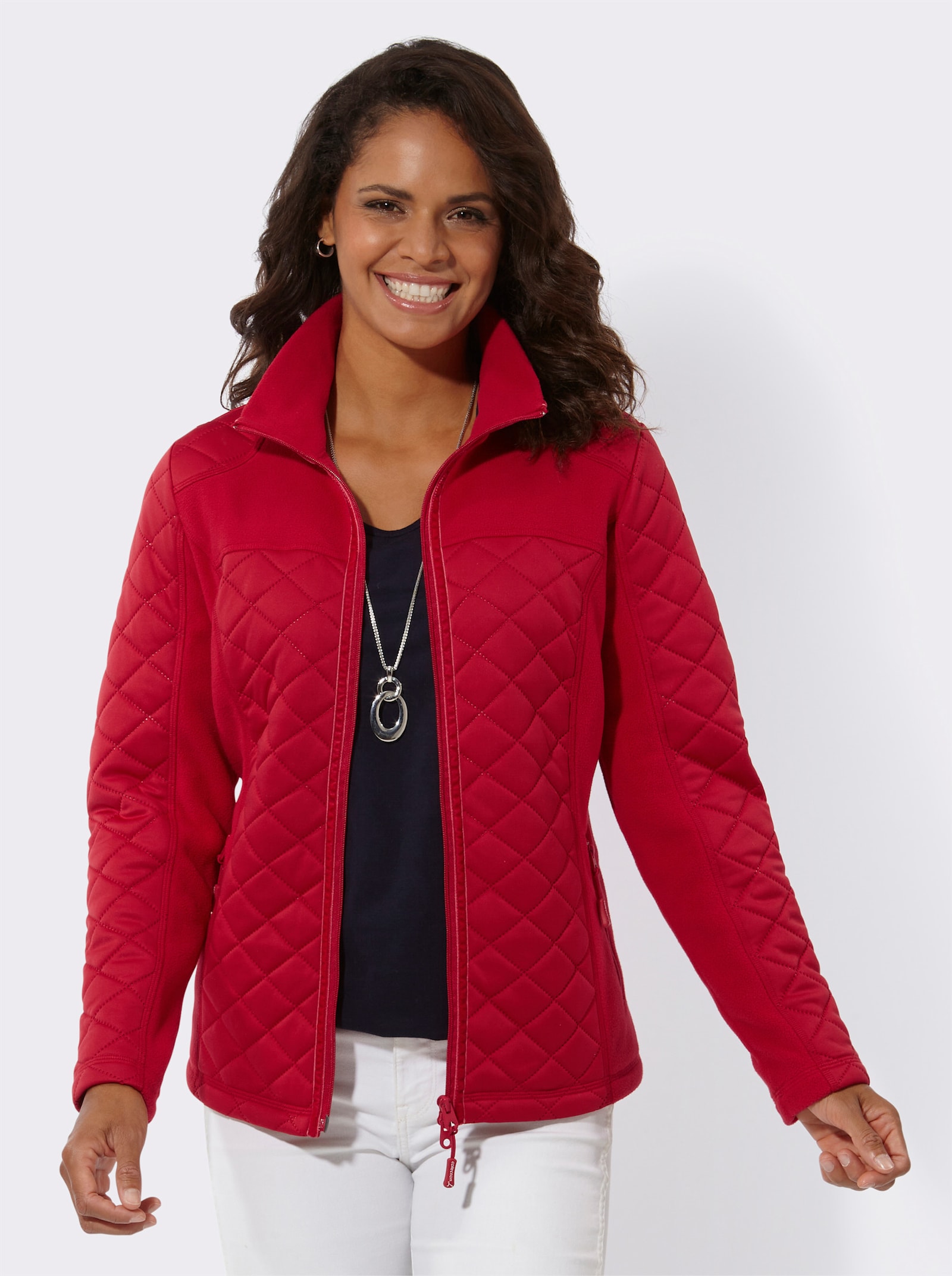 Fleecová bunda s kapsami na zip - červená