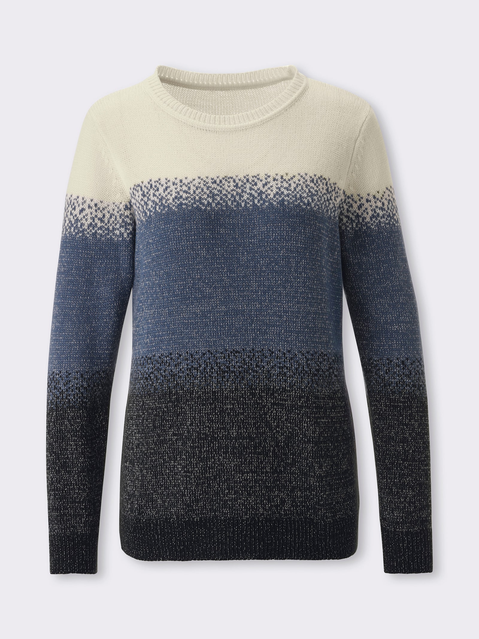 Vest van jacquard met glanzende accenten - rookblauw/zwart gedessineerd