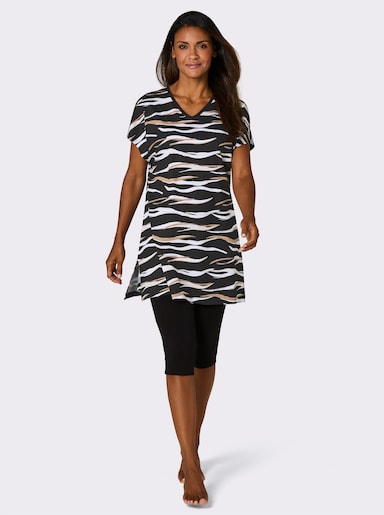 wäschepur Capri-Anzug - schwarz-camel-bedruckt