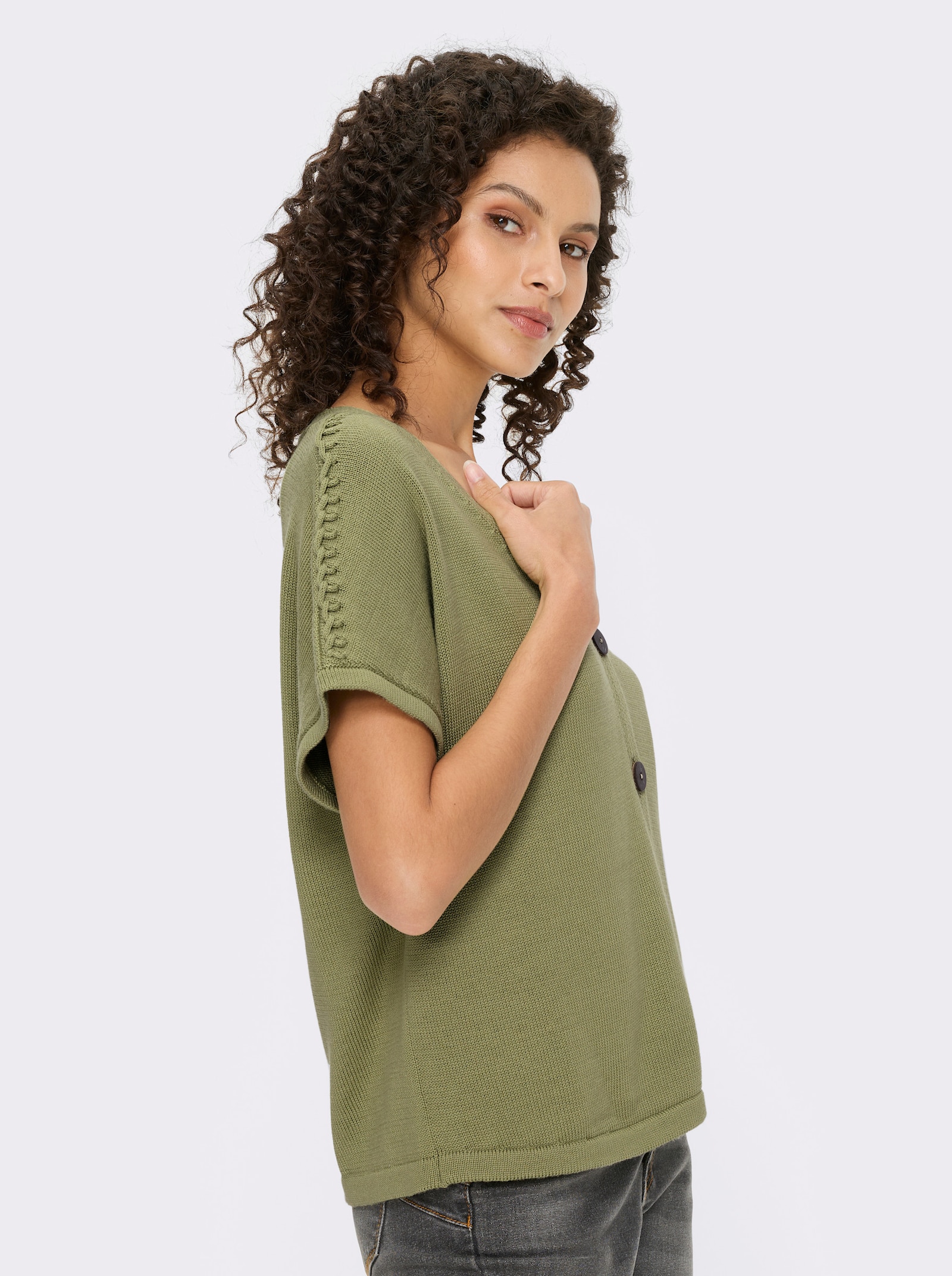 heine Strickjacke mit Flecht-Details - schilf