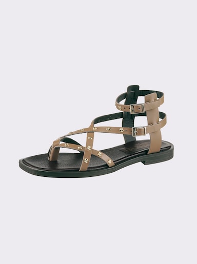 heine Sandale - khaki-goldfarben