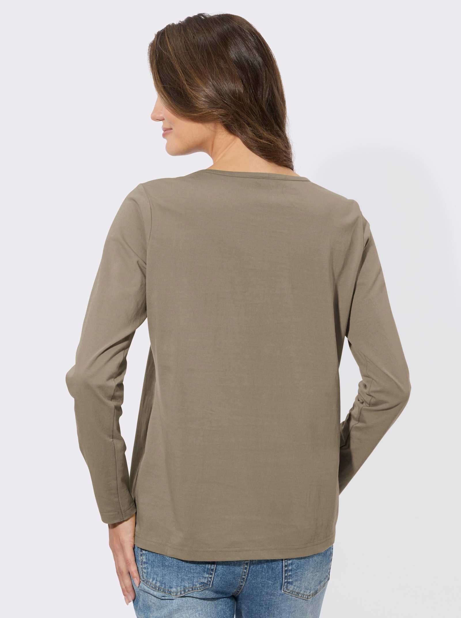 Rundhalsshirt mit Sternen-Motiv - schlamm