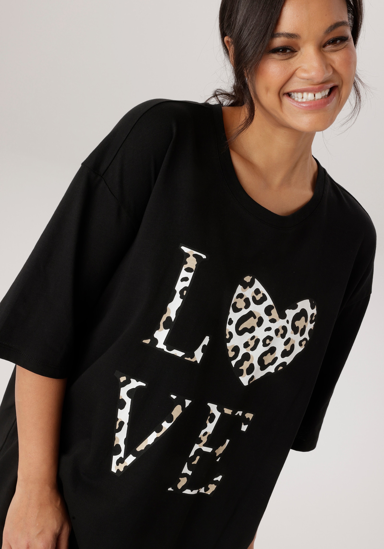 Aniston PLUS Kurzarmshirt - schwarz