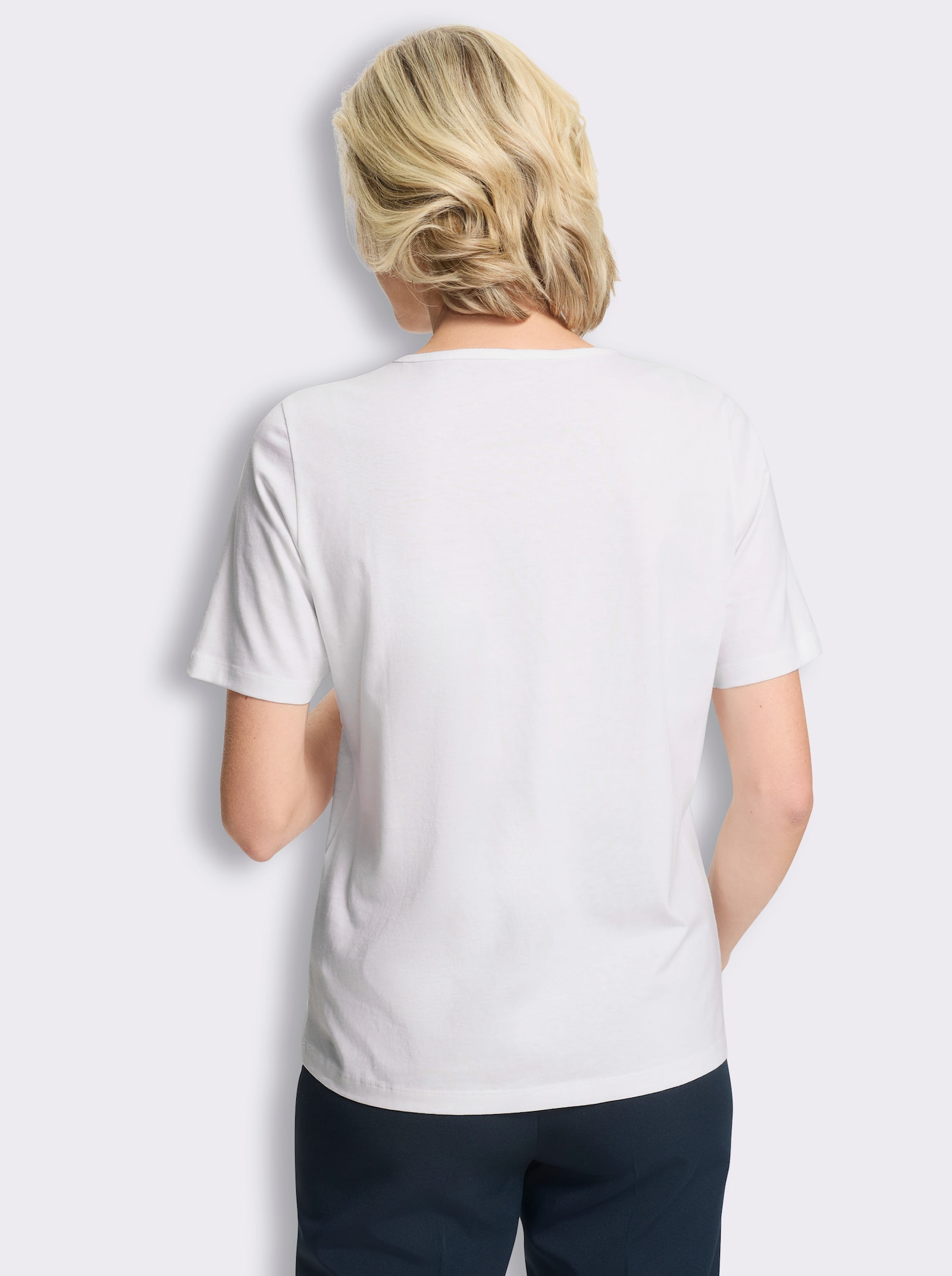 Shirt met korte mouwen en steentjesversiering - wit