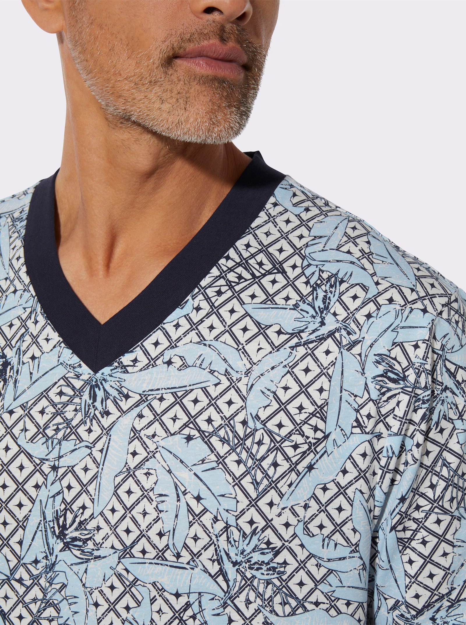 Shorty - eisblau-marine-bedruckt