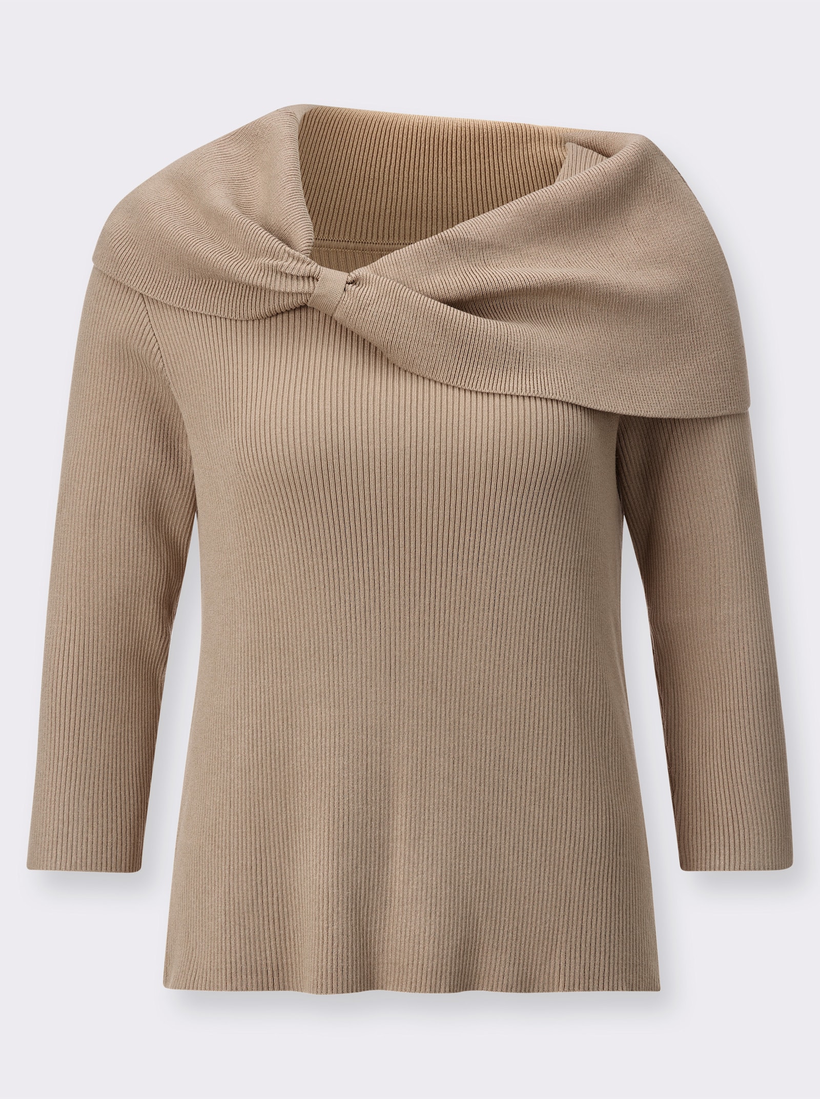 Carmenpullover mit 3/4-Ärmeln - beige