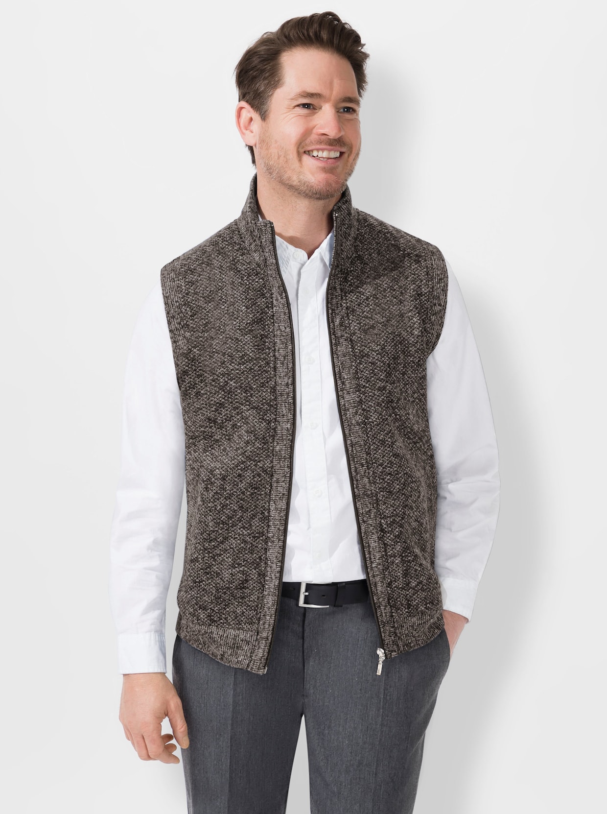 Marco Donati Strickweste - braun-meliert