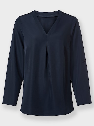 Longbluse mit verlängertem Rückenteil - blau