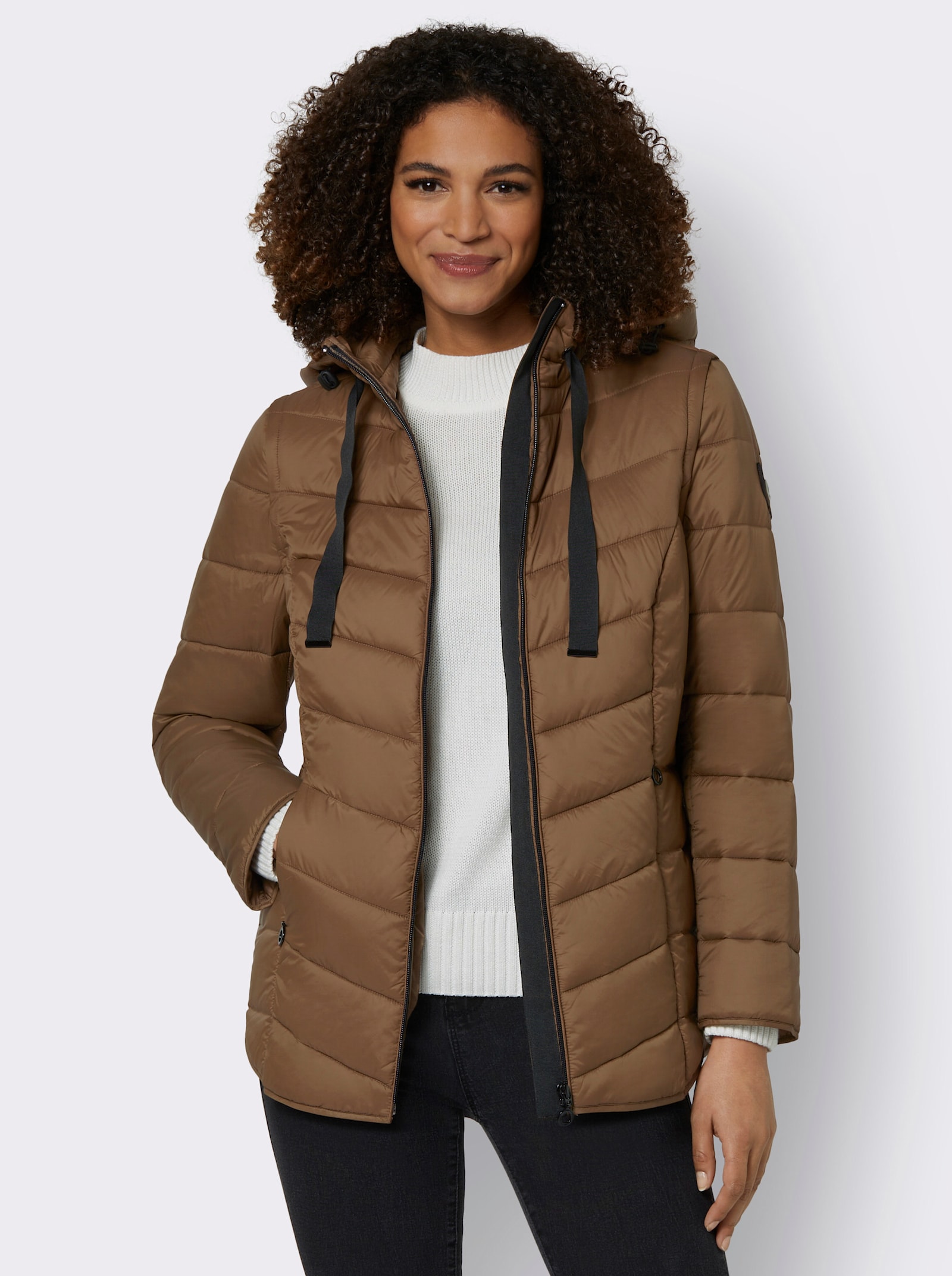 Steppjacke mit abzippbaren Ärmeln - braun