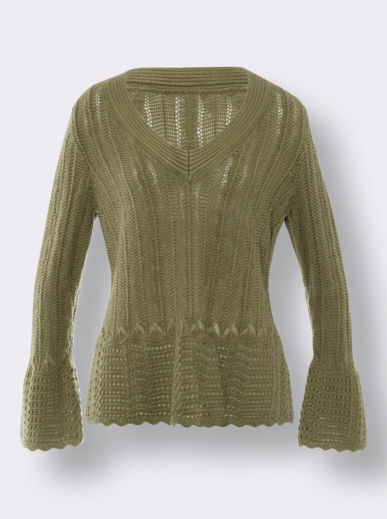 heine Ajourpullover - olijf