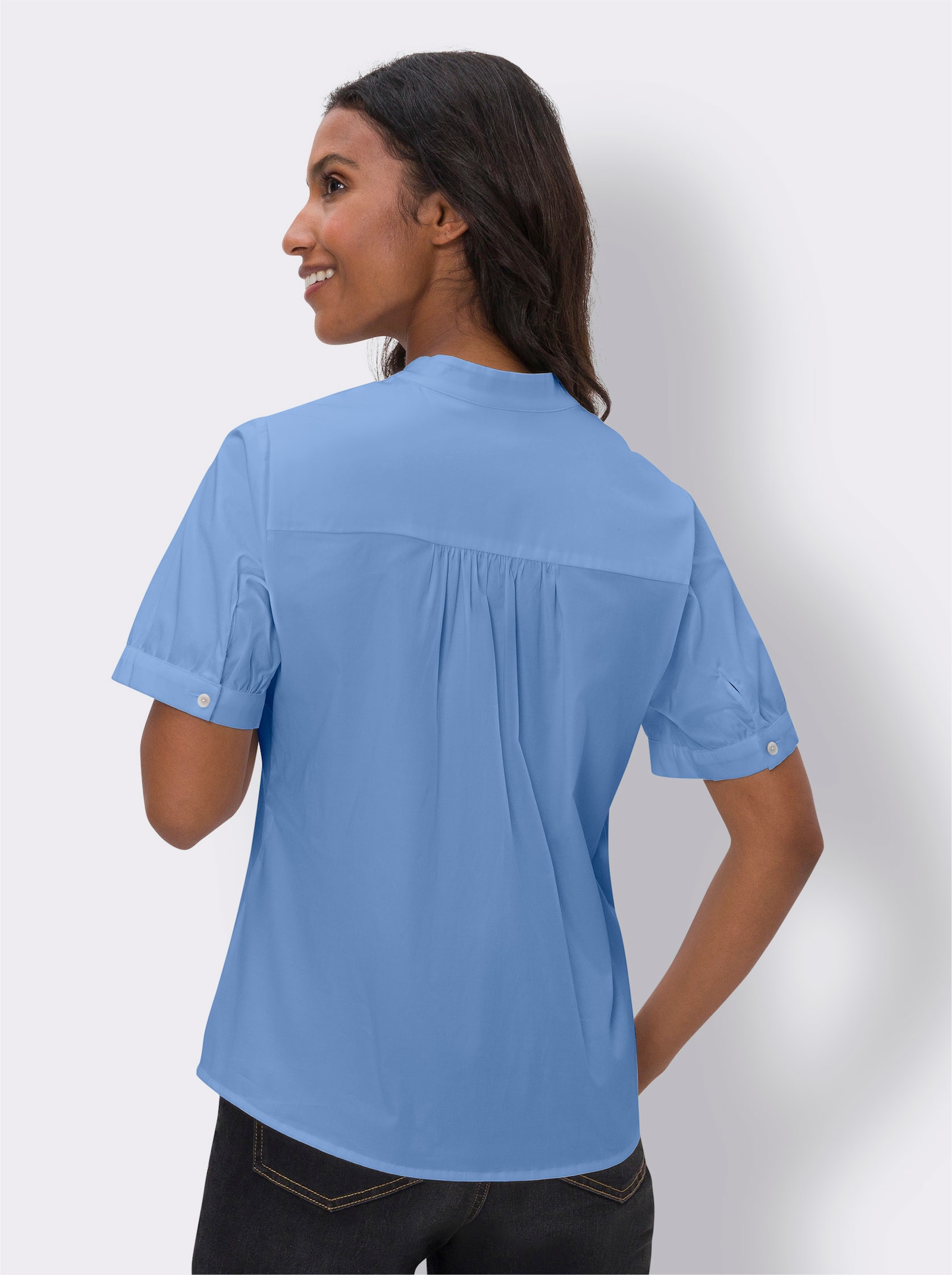 heine Stretchbluse mit dezentem Glanz - himmelblau