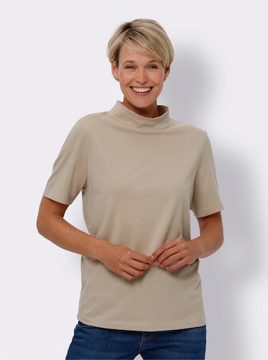 Stehkragenshirt - sesam