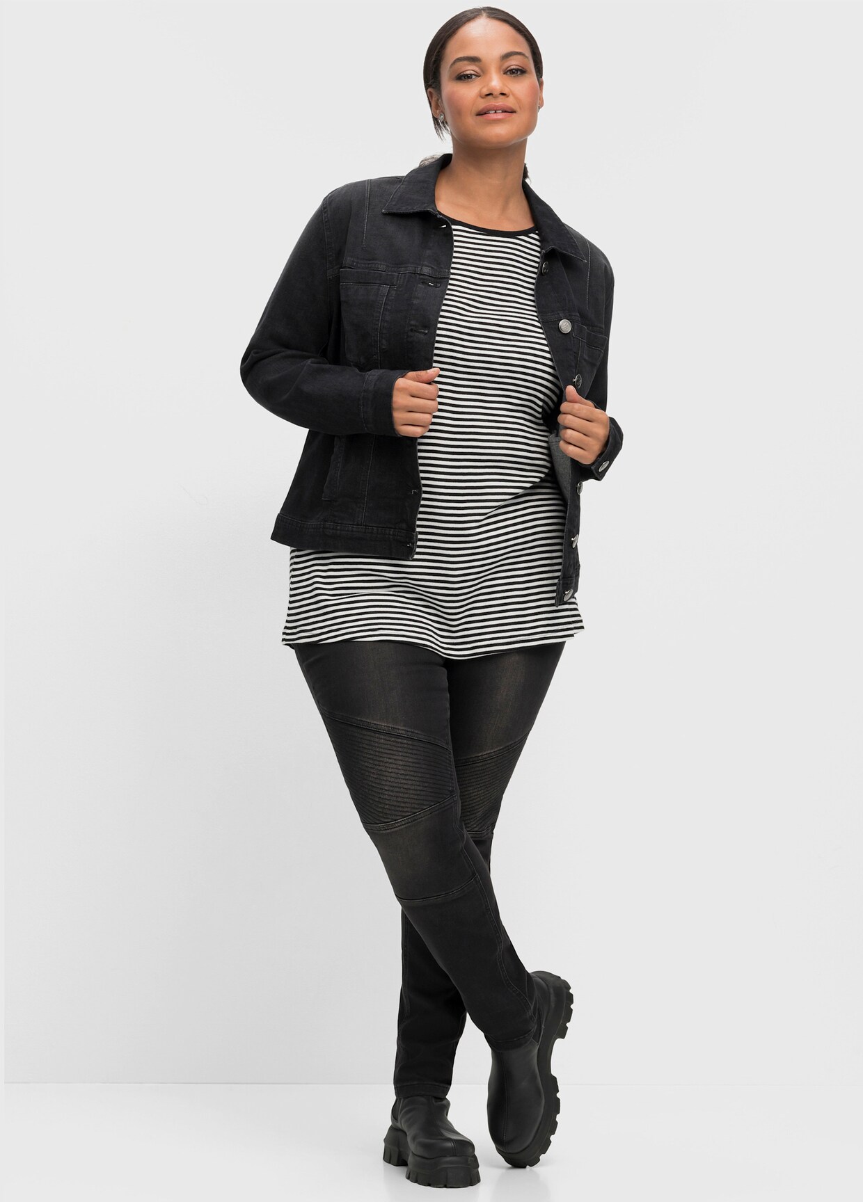 sheego Jeansjack - black used denim