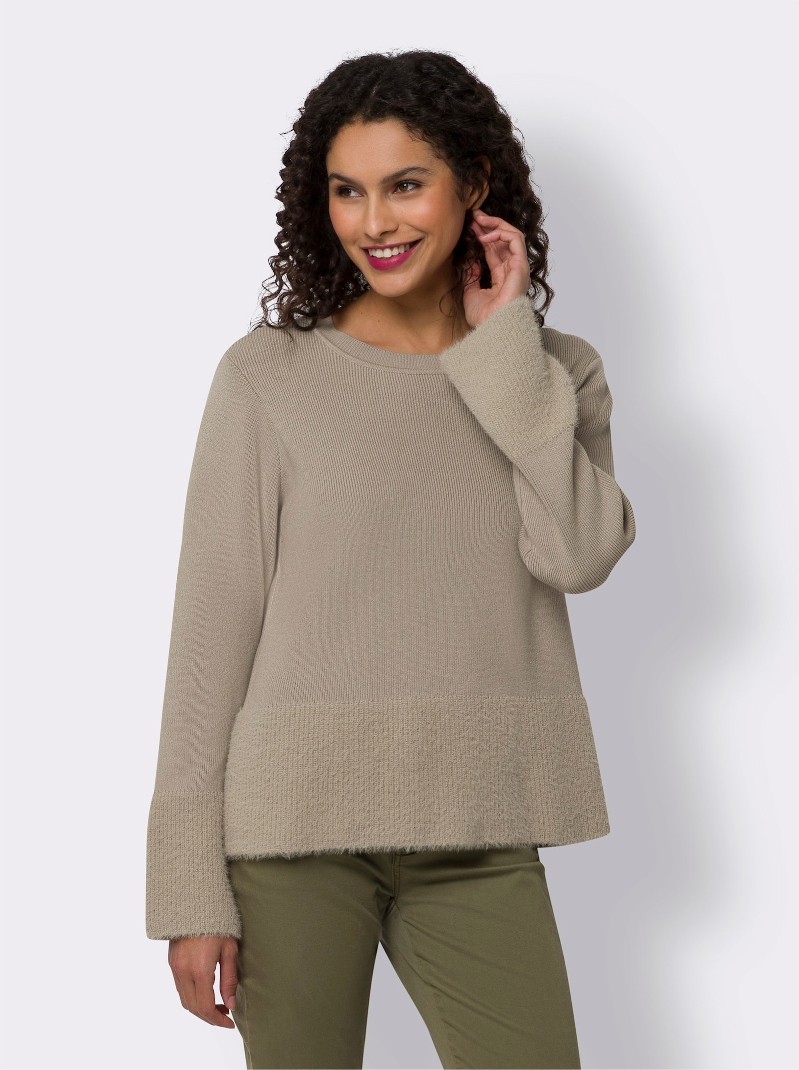 heine Pull en tricot fin avec manches légèrement évasées - beige