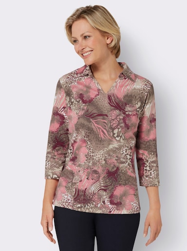 Poloshirt im Muster-Mix - ecru-flamingo-bedruckt