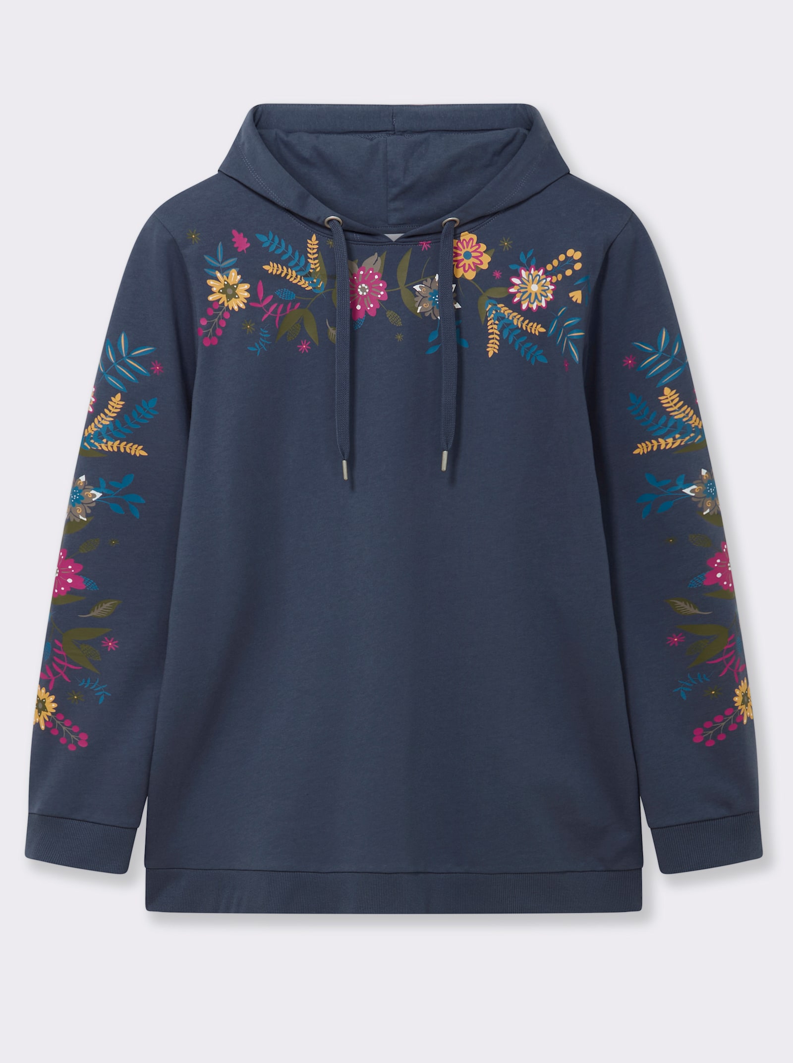 sheego Sweatshirt mit floralem Druck - rauchblau
