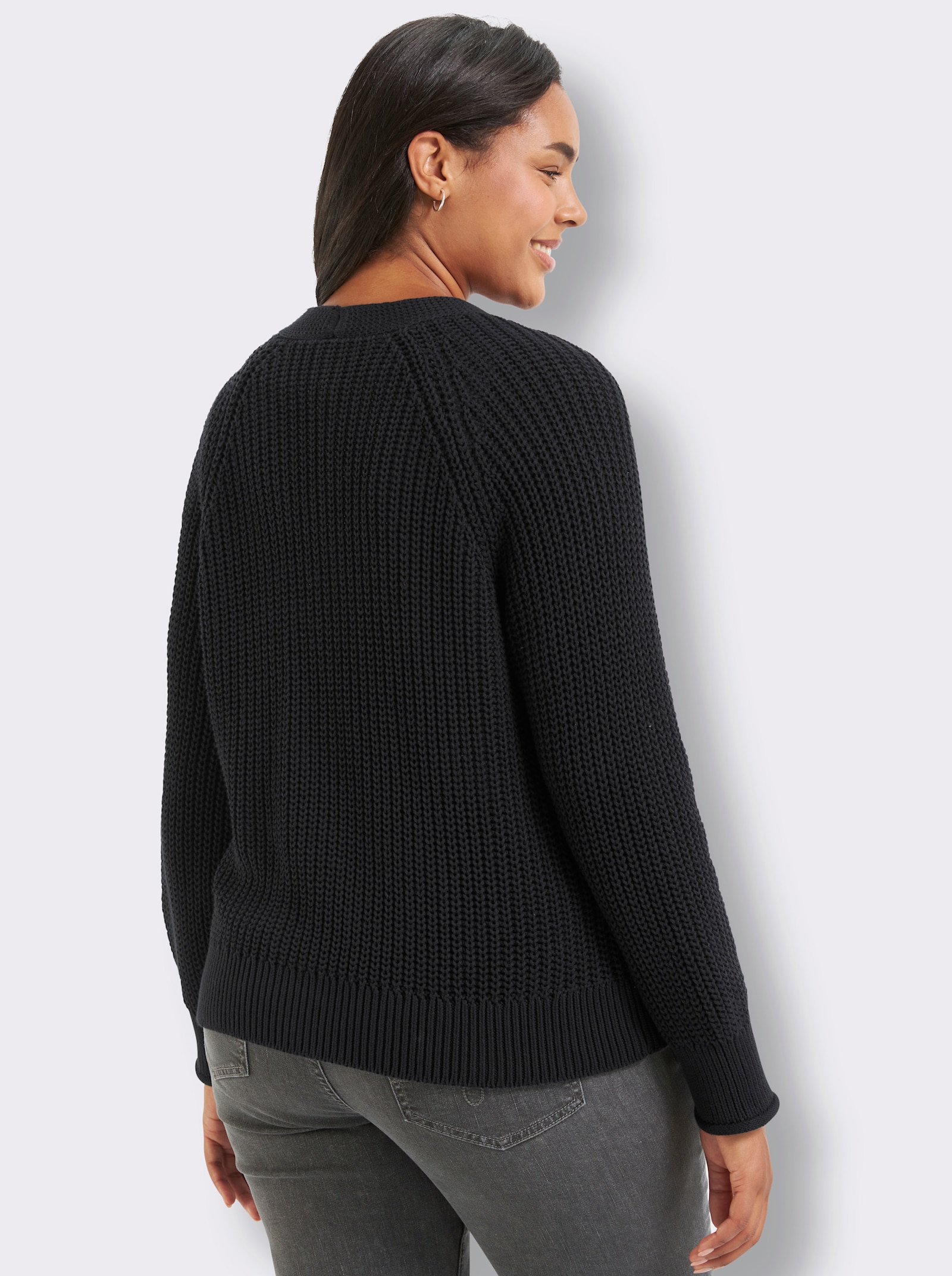 Strickjacke in Grobstrick-Muster - schwarz