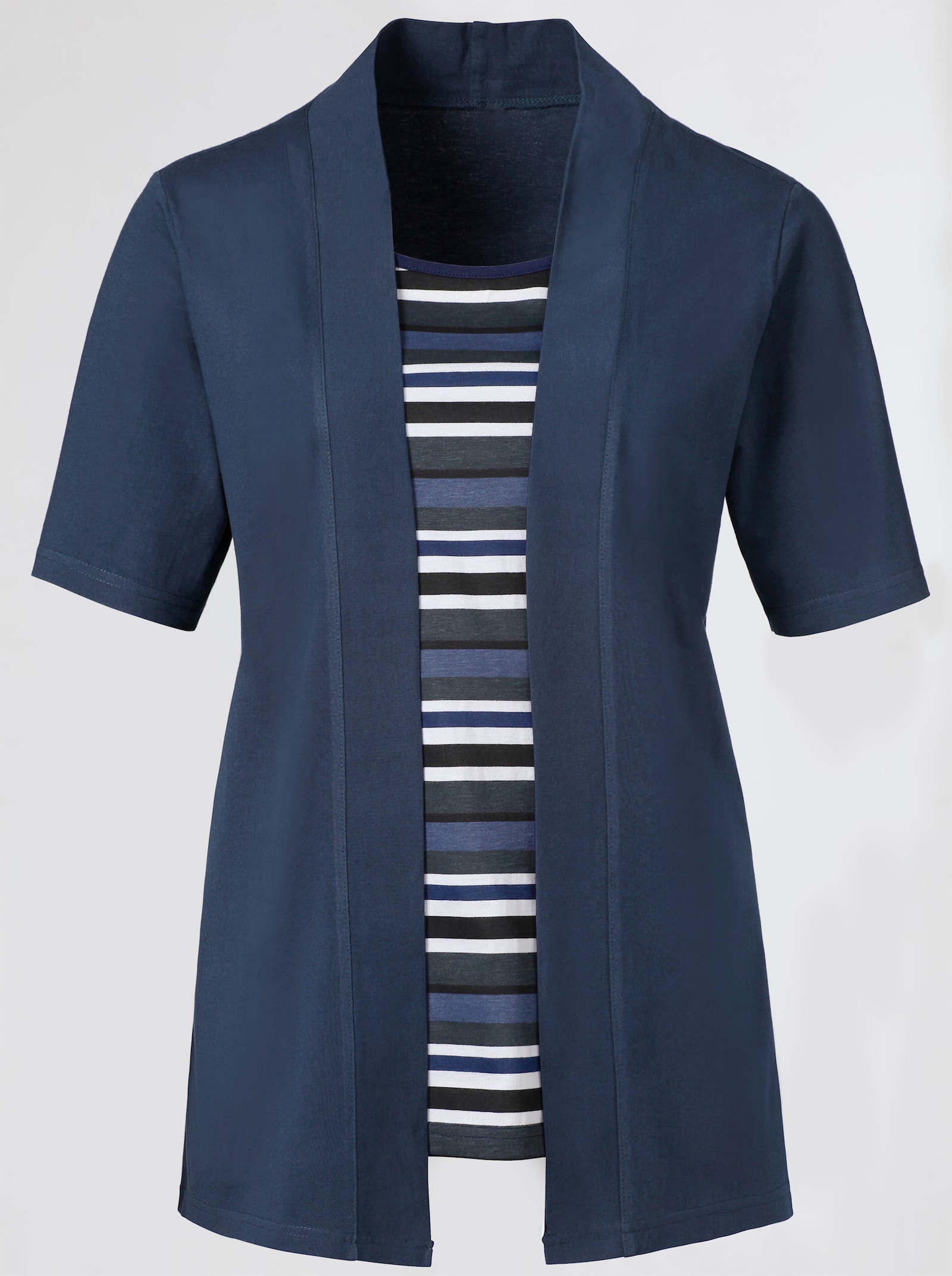 2-in-1-Shirt mit gestreiftem Einsatz - marine