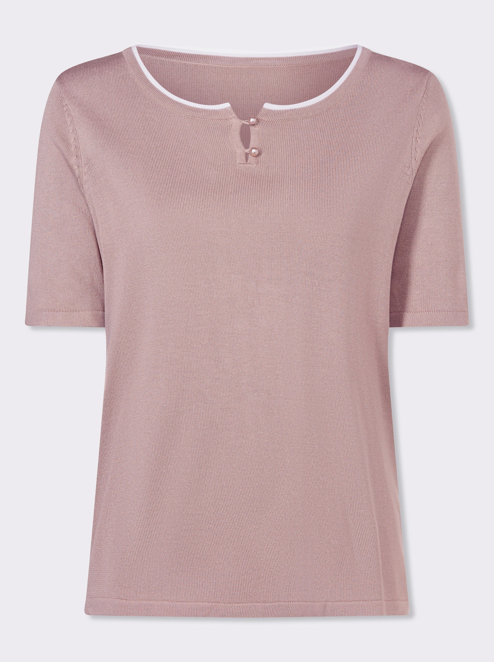 Kortärmad tröja med kontrastdetaljer - hortensia-vit