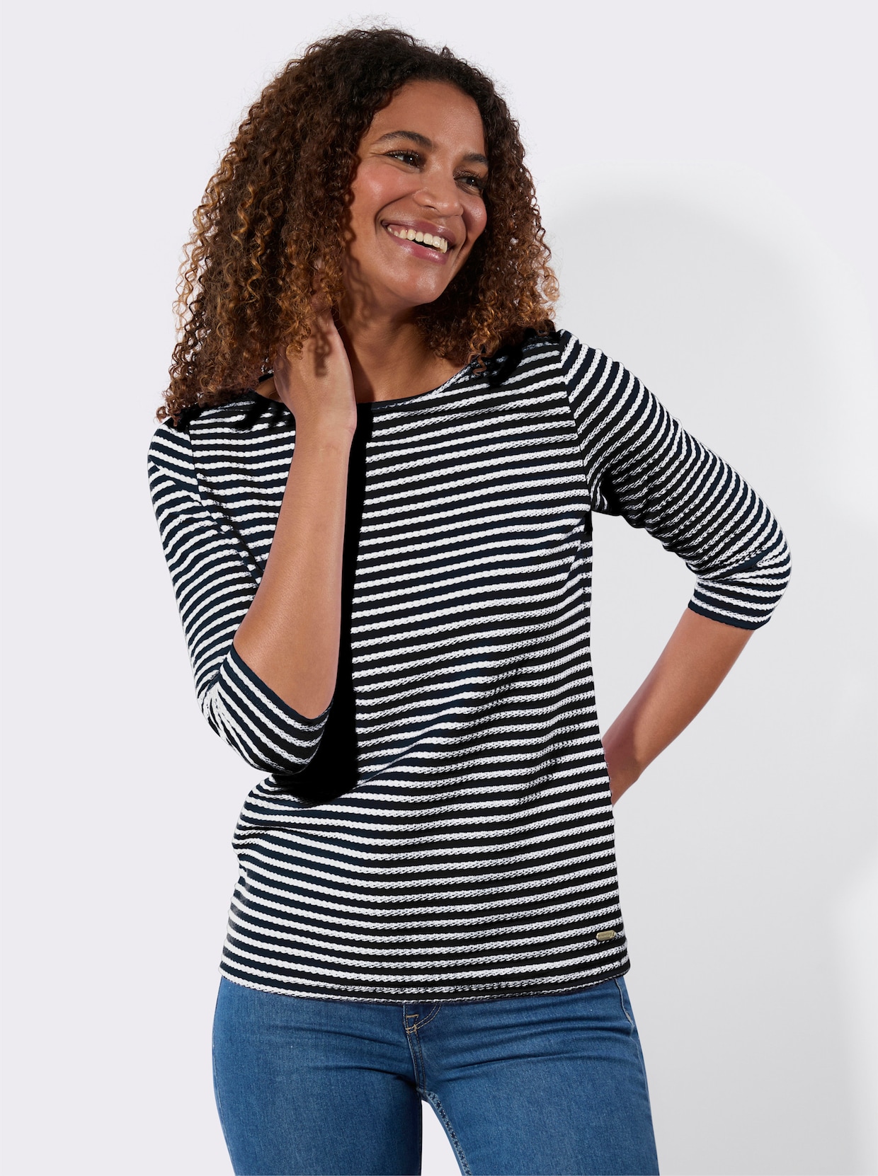 Ringelshirt - marine-weiß-geringelt