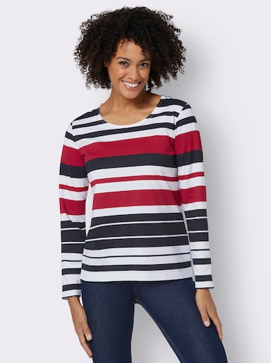 Streifenshirt aus Baumwolle - rot-marine-gestreift