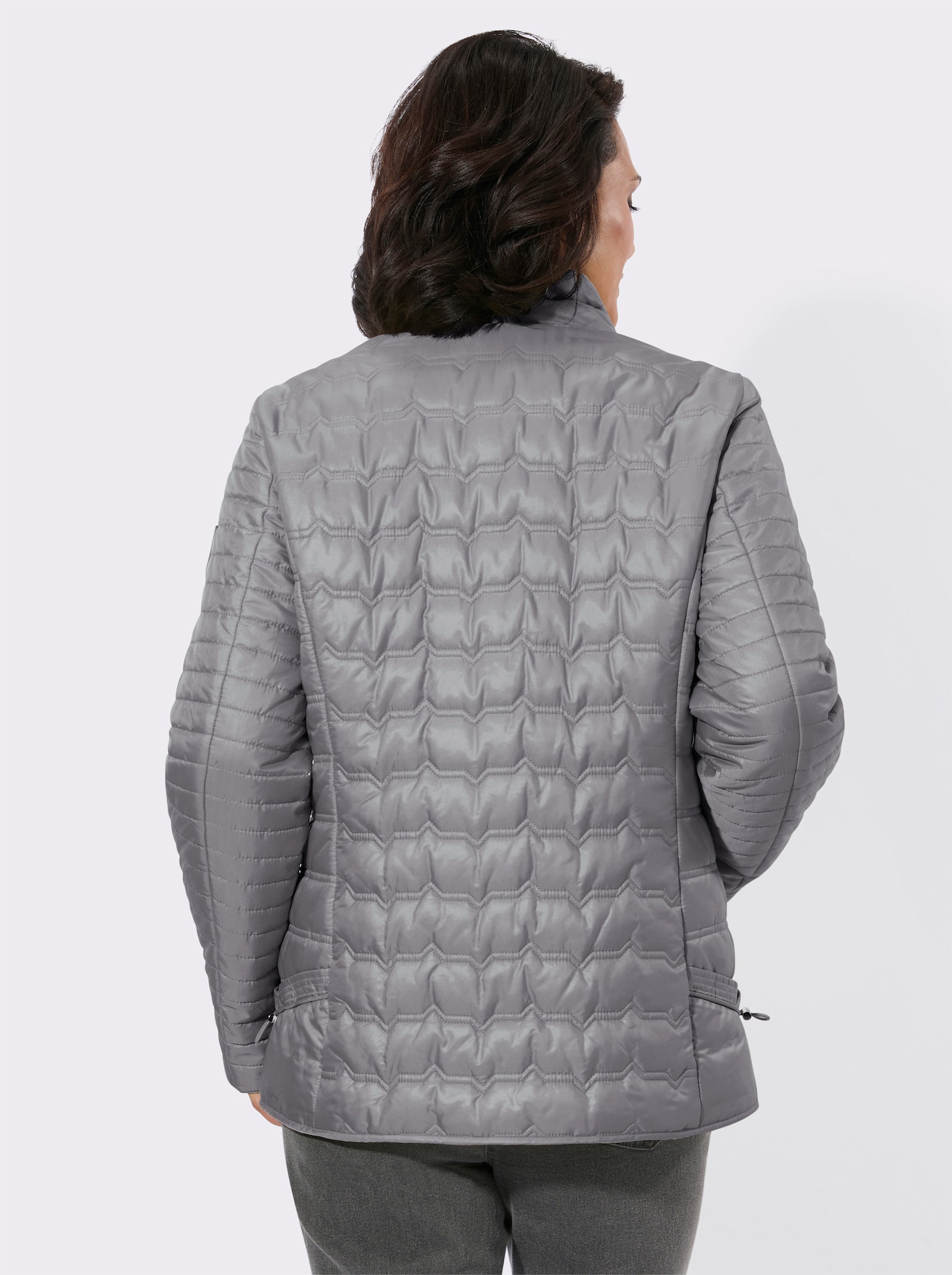 Steppjacke in kontrastreicher Verarbeitung - steingrau