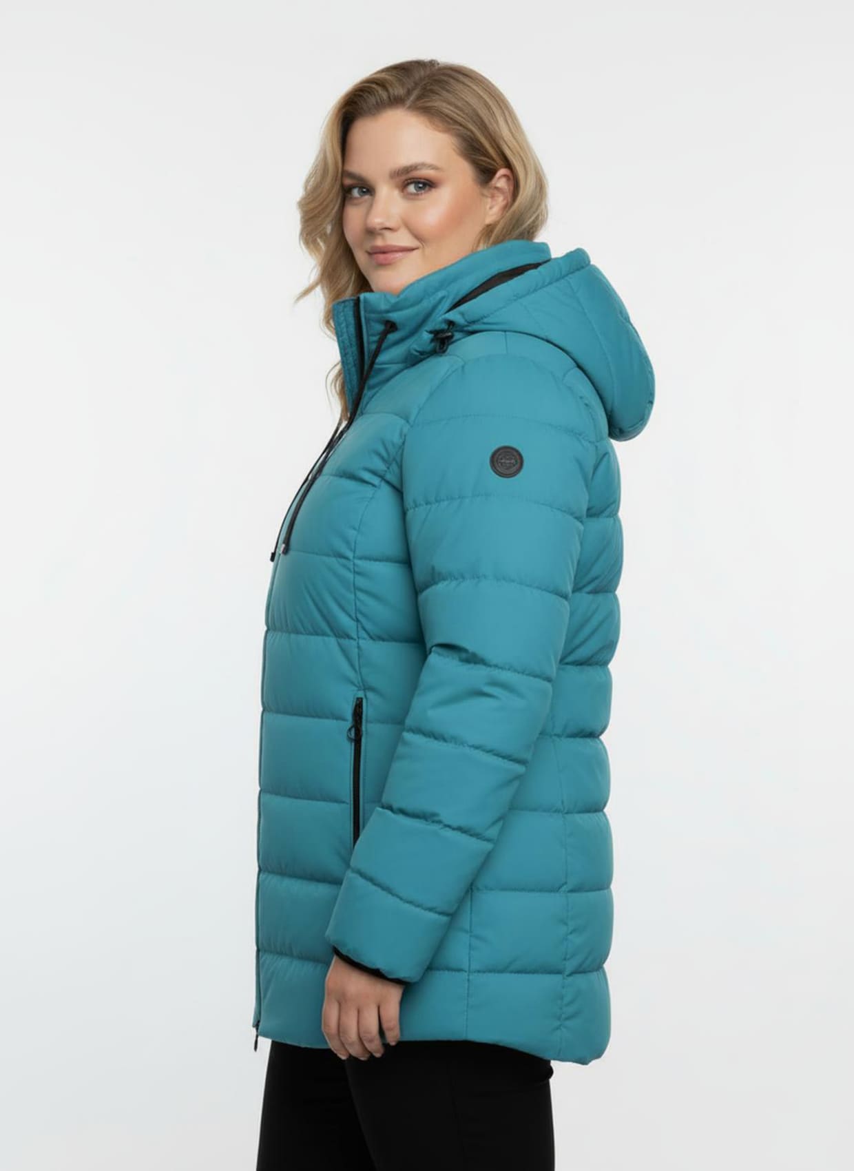 Steppjacke mit elastischer Kontrast-Paspelierung - aquapetrol