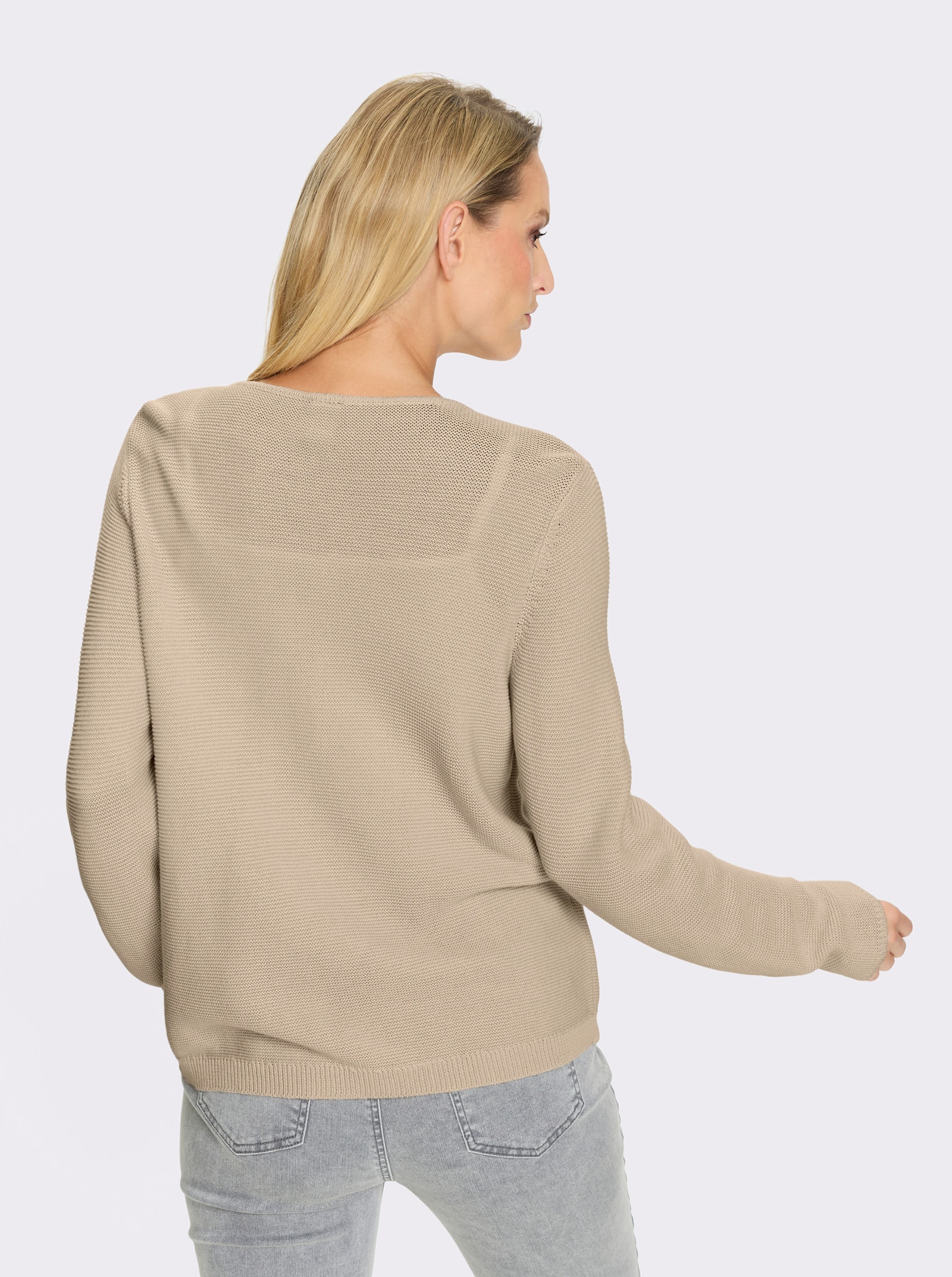 heine Strickjacke mit 2-Wege-Zipper - sand-ecru-gemustert