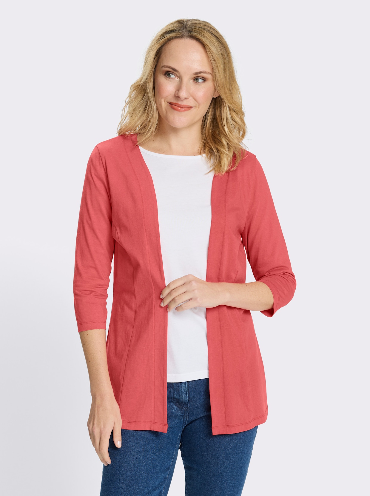 Shirtjacke mit 3/4-Ärmeln - grapefruit