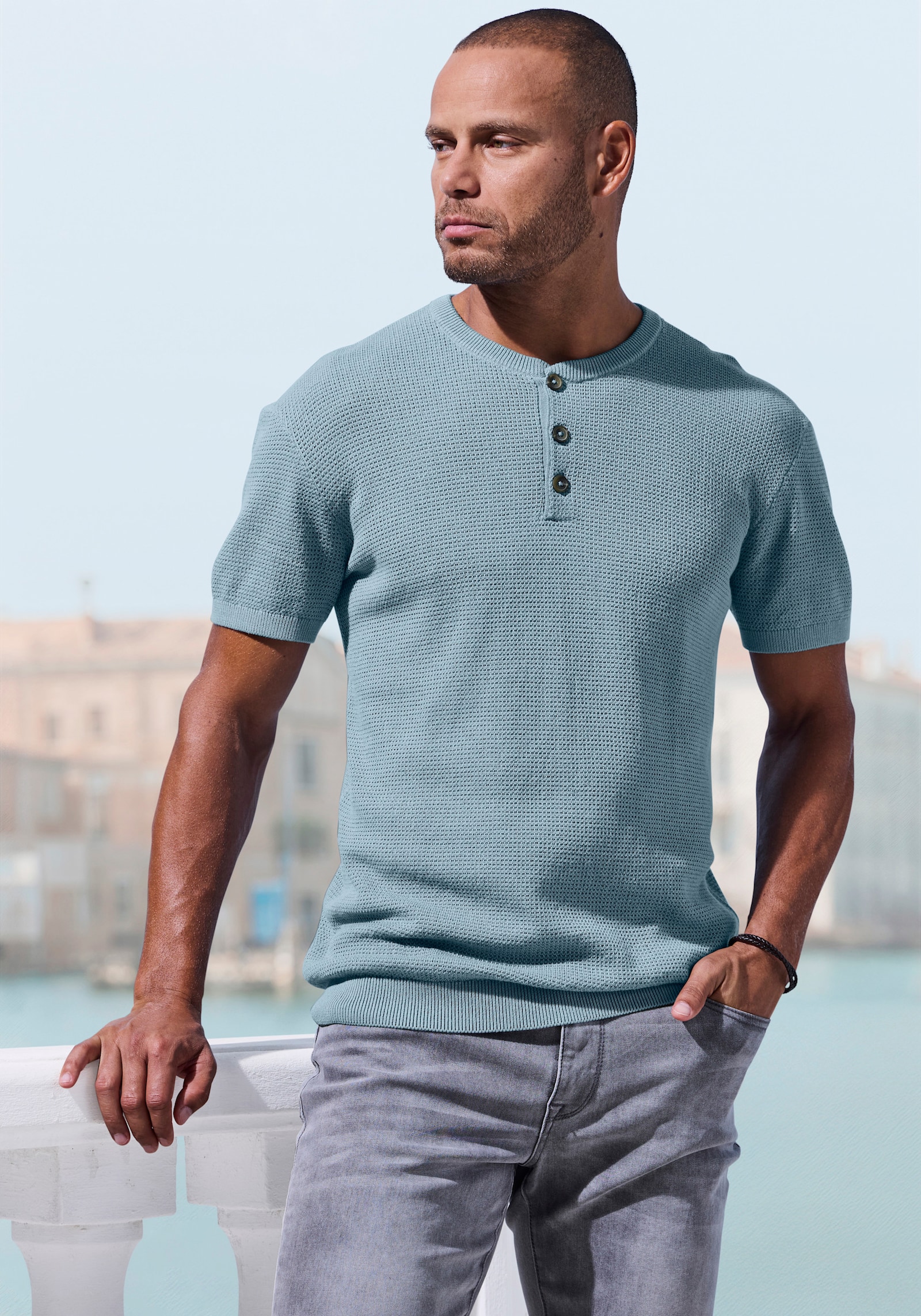 John Devin Henleyshirt - blau