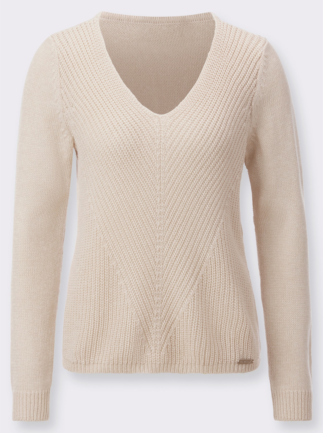 Pullover met V-hals - ivoor/ecru gemêleerd