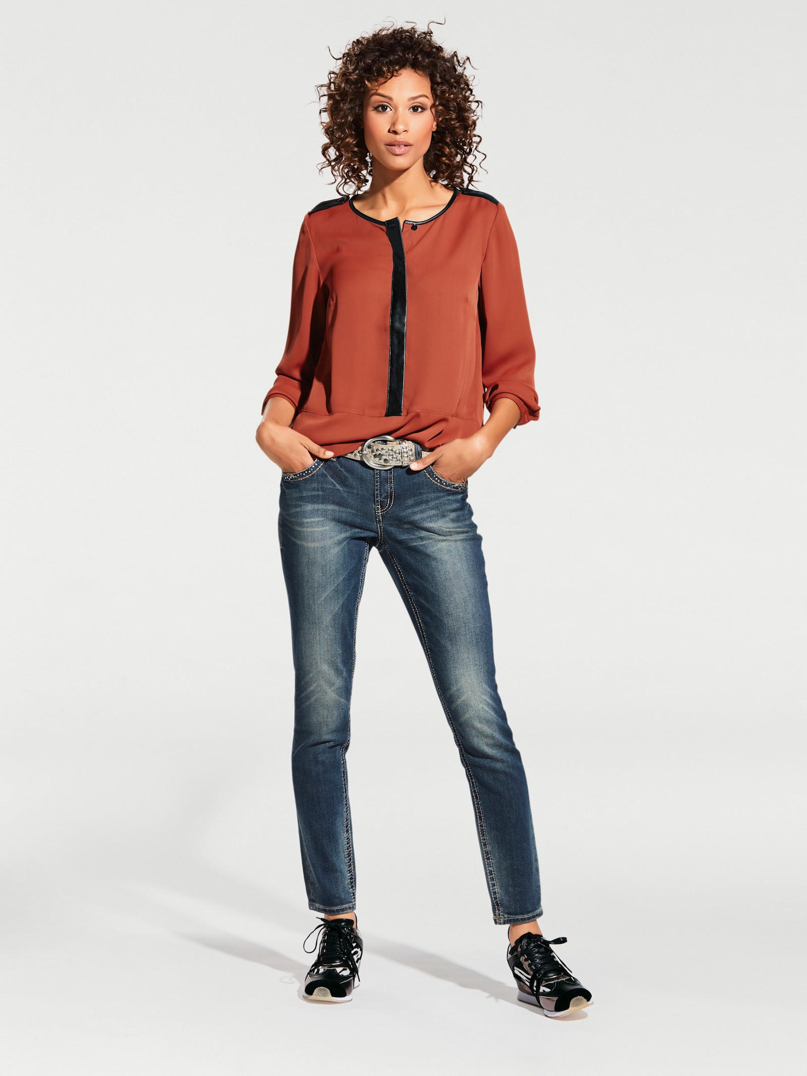 heine Skinny jeans met borduursel - blue stone