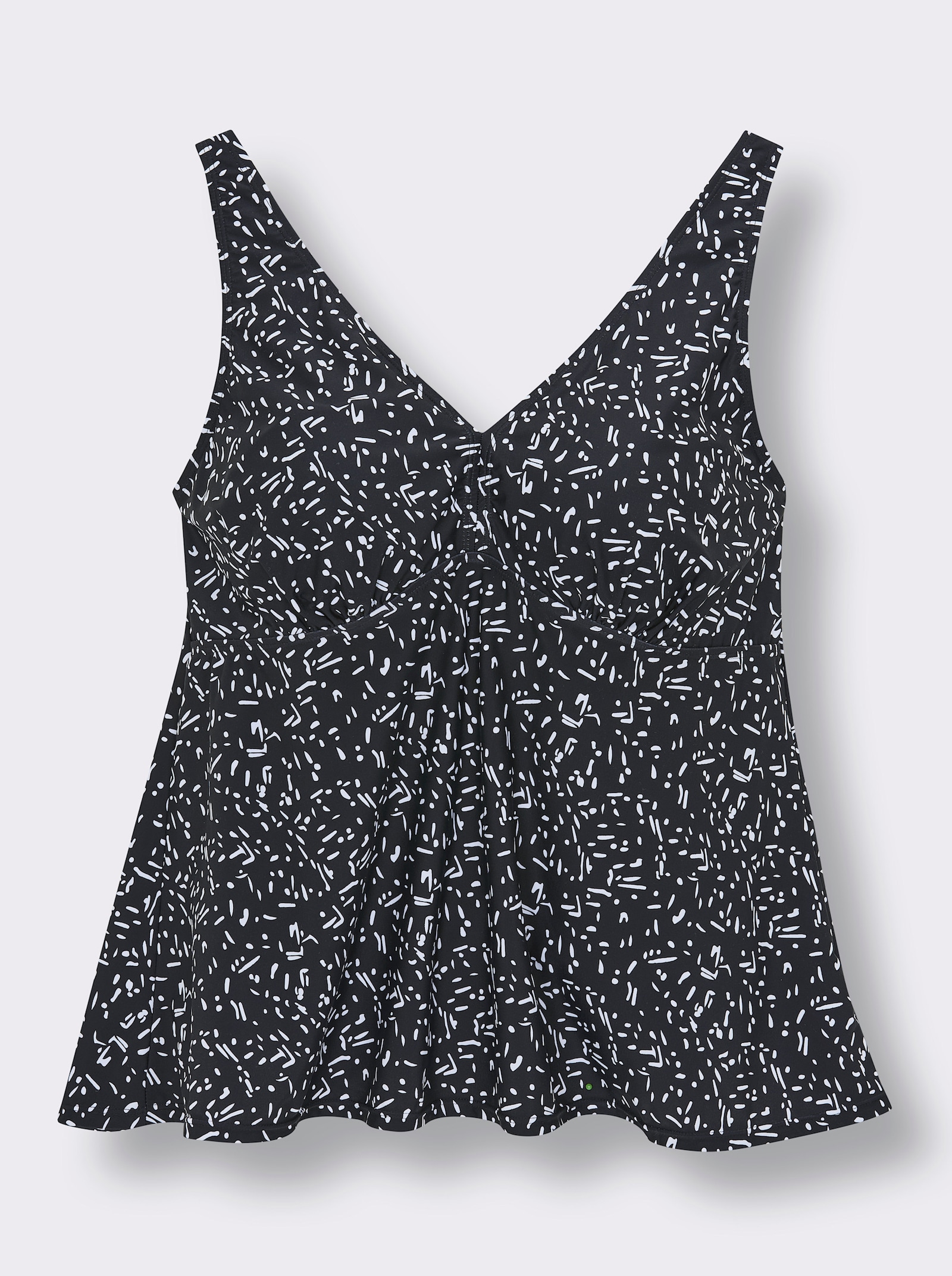 Tankini-Oberteil mit V-Ausschnitt - schwarz-weiß-bedruckt