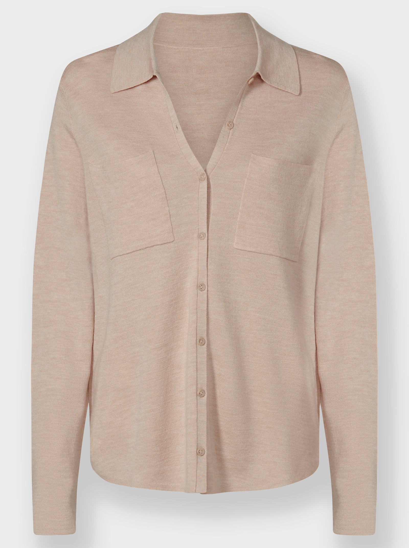 heine Strickjacke mit Polokragen - elfenbein-sesam-meliert