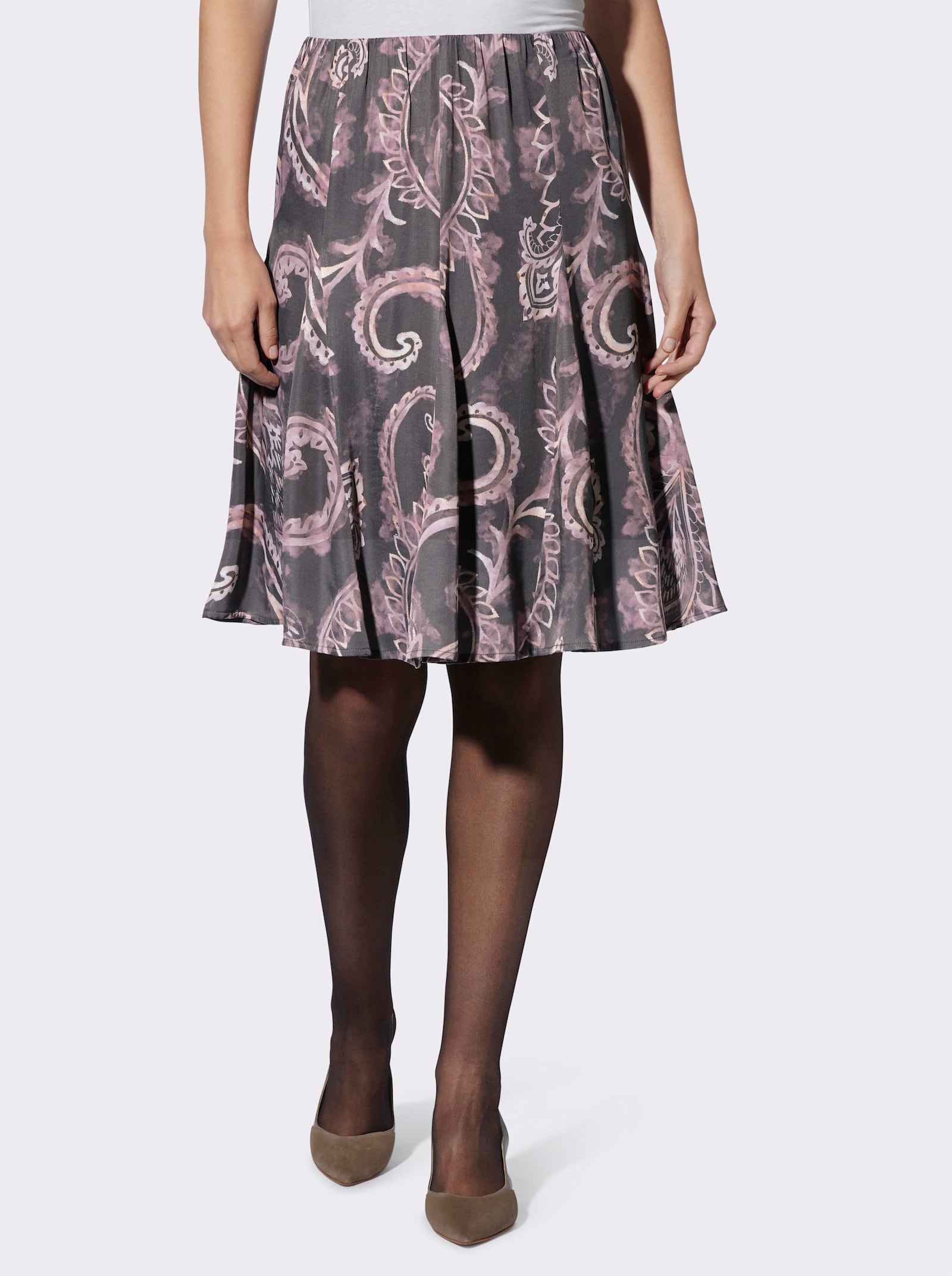 heine Schlupfrock mit Druck-Dessin - anthrazit-mauve-bedruckt