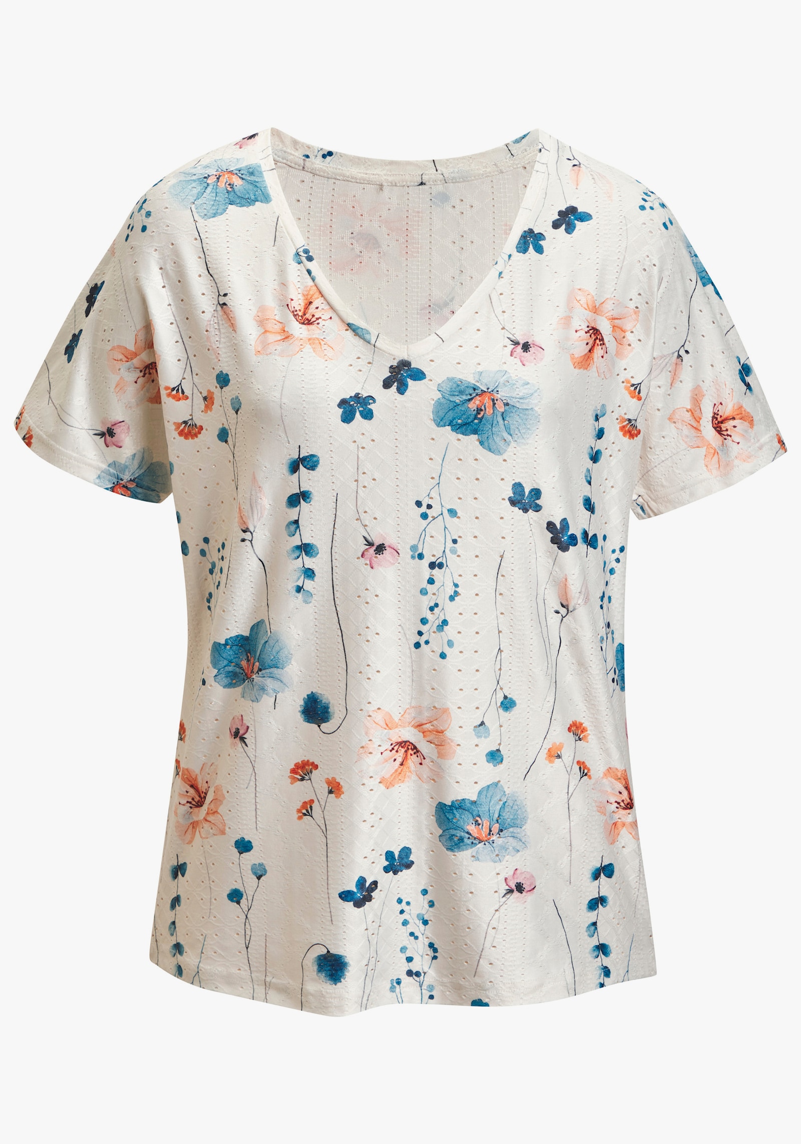 Vivance Kurzarmshirt - creme + navy