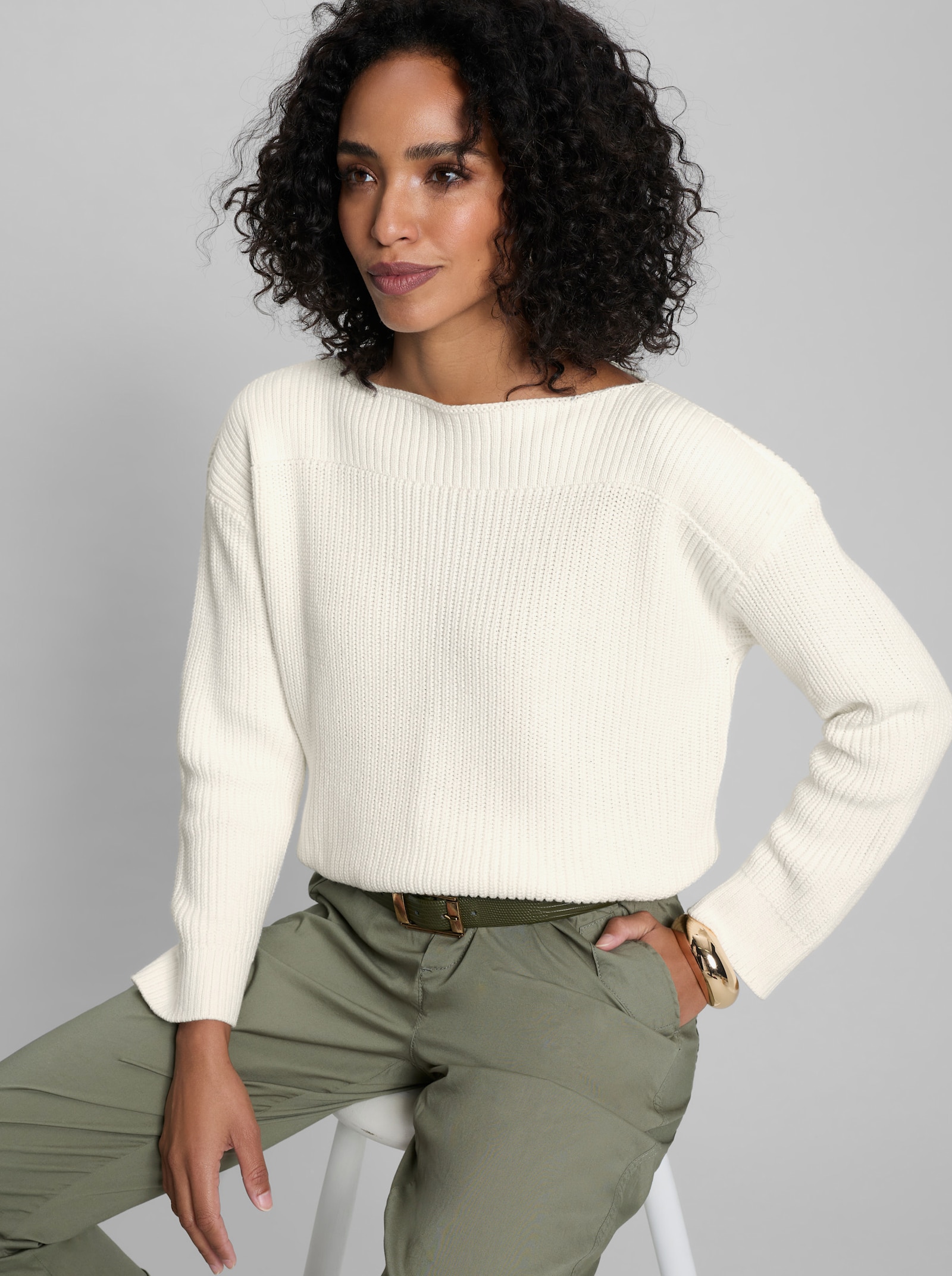 heine Baumwollpullover - ecru