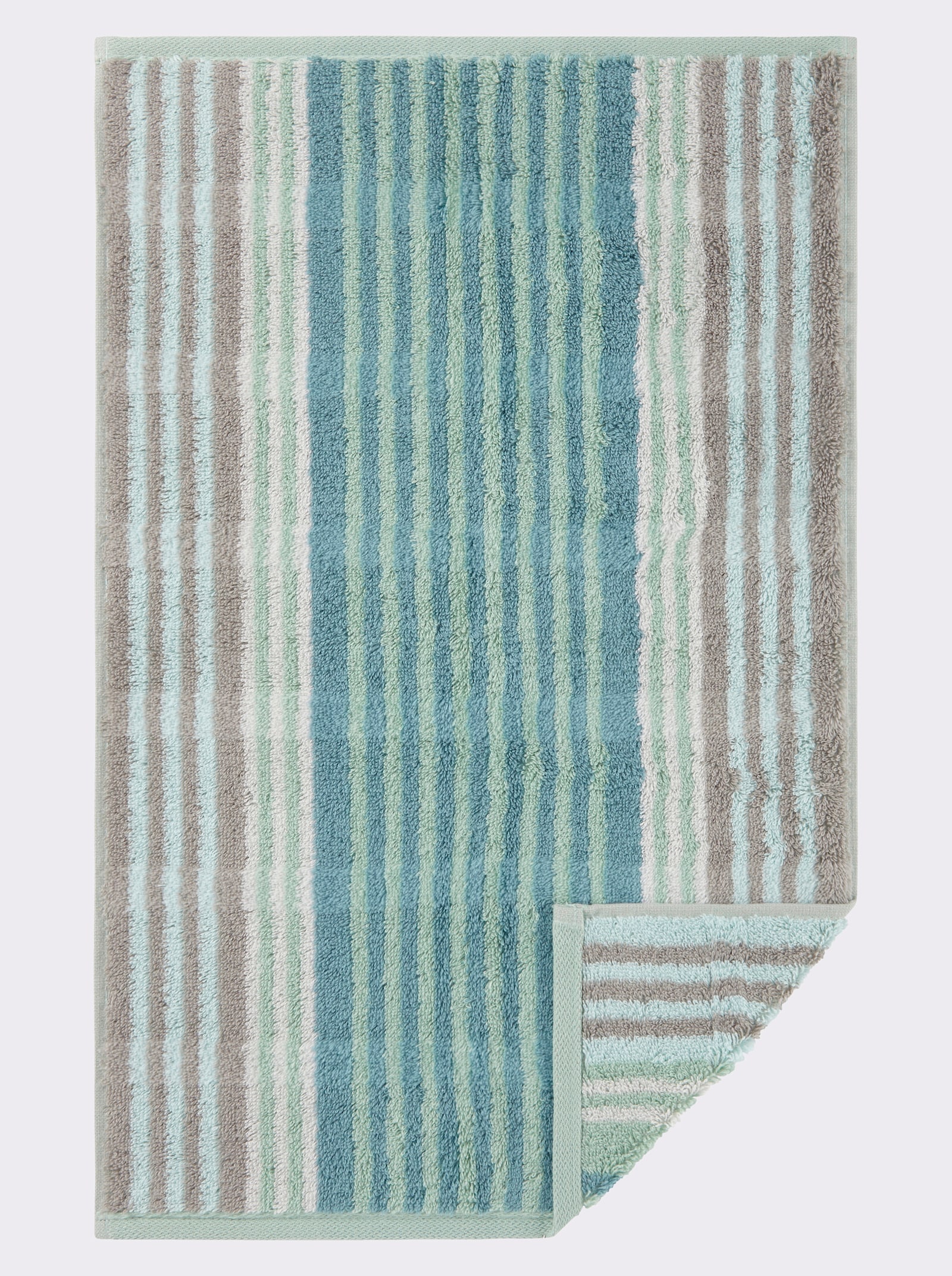 Cawö Handdoek - kalkmint gestreept