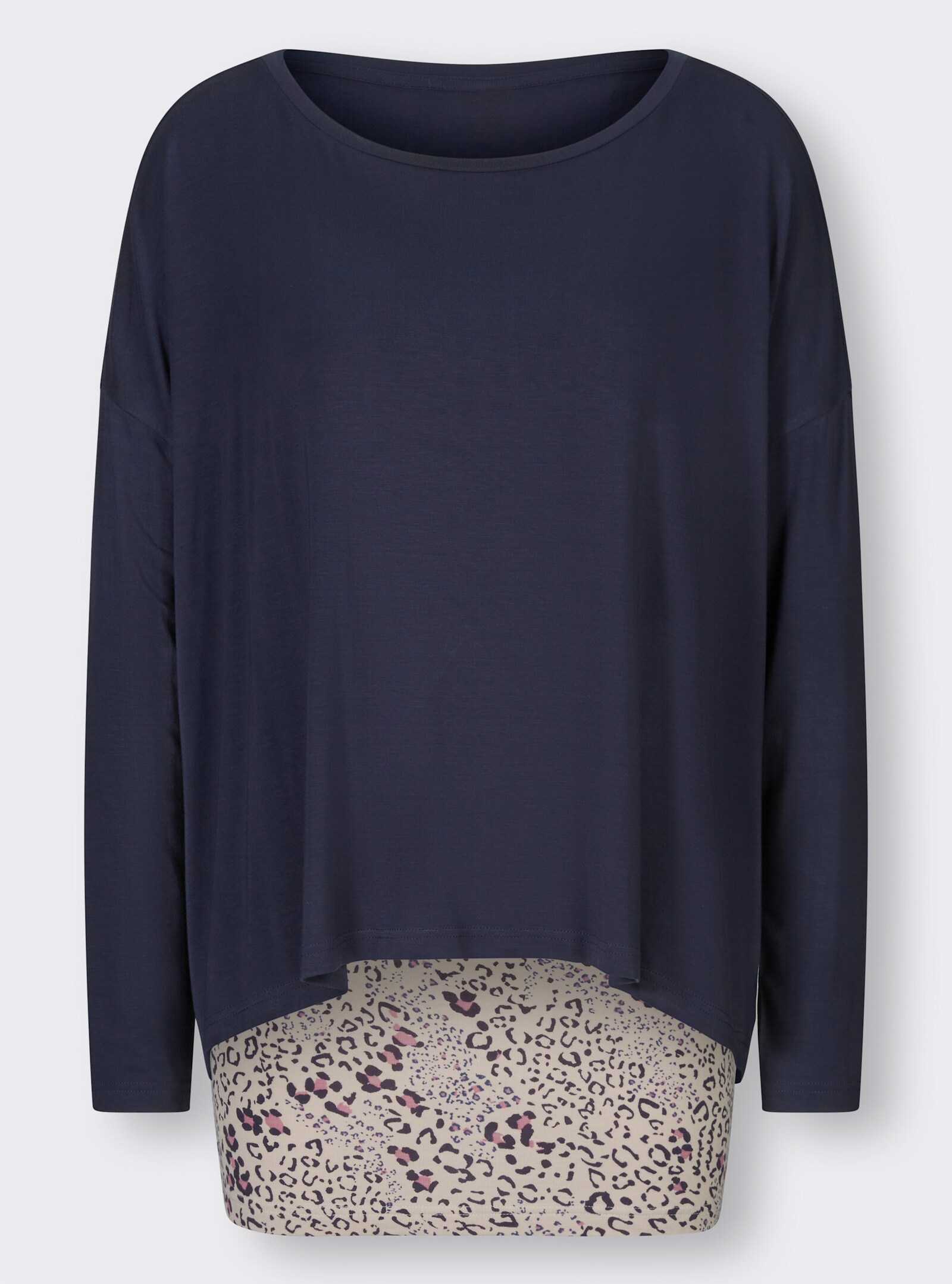 heine T-shirt à encolure ronde à la coupe ample - marine-vieux rose imprimé