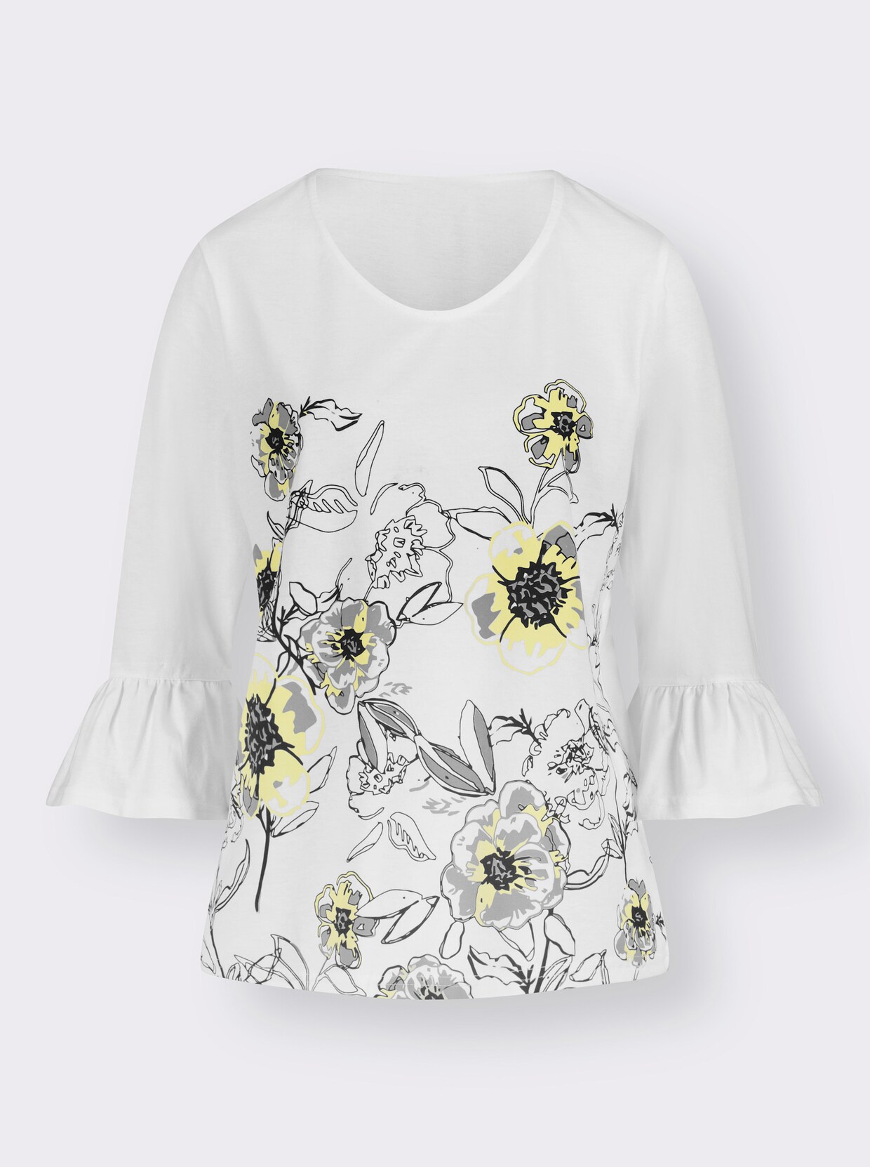 Shirt met 3/4-mouw - ecru geprint