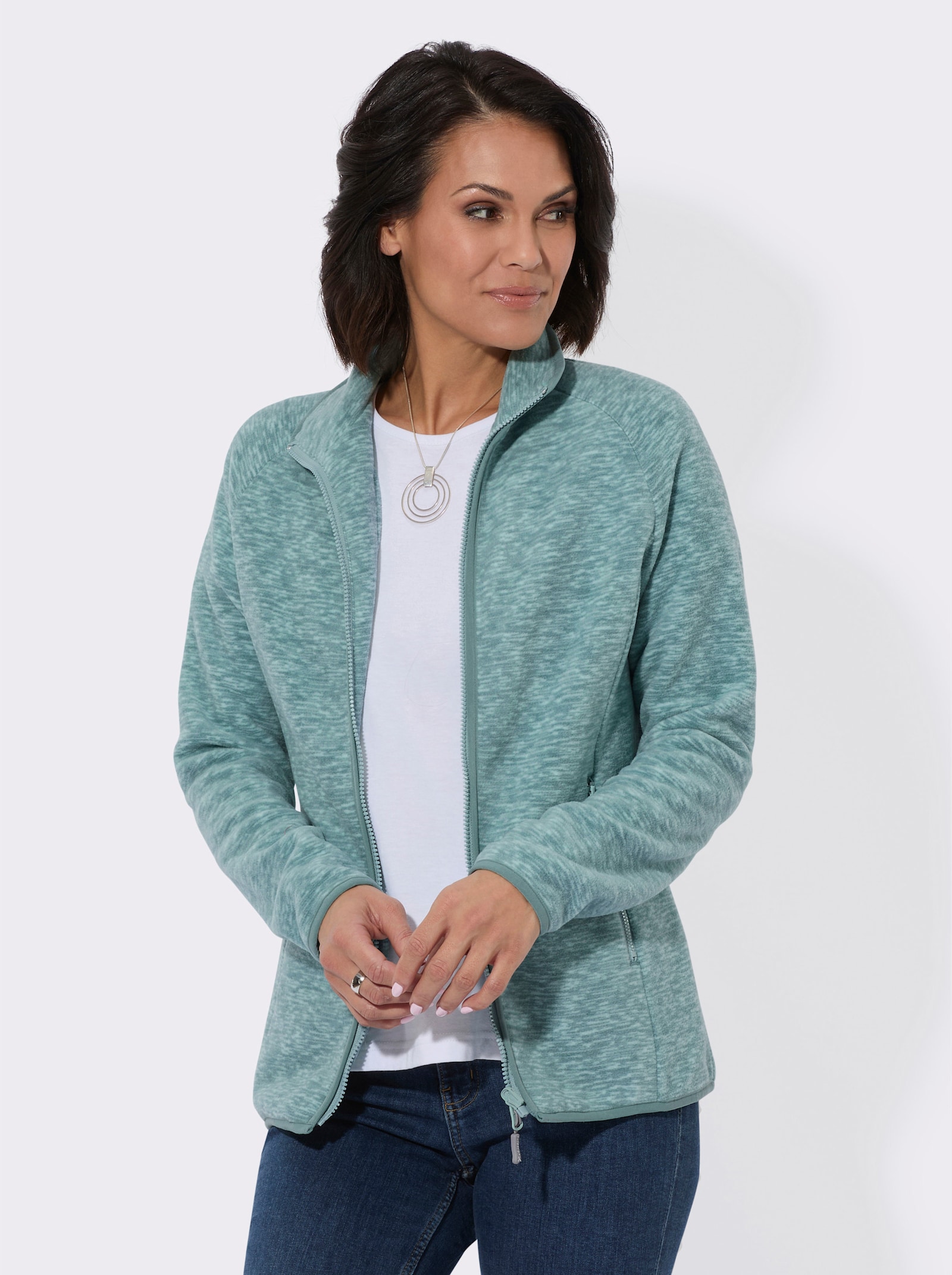 Fleecejacke mit Antipilling-Ausrüstung - mint-jade-bedruckt