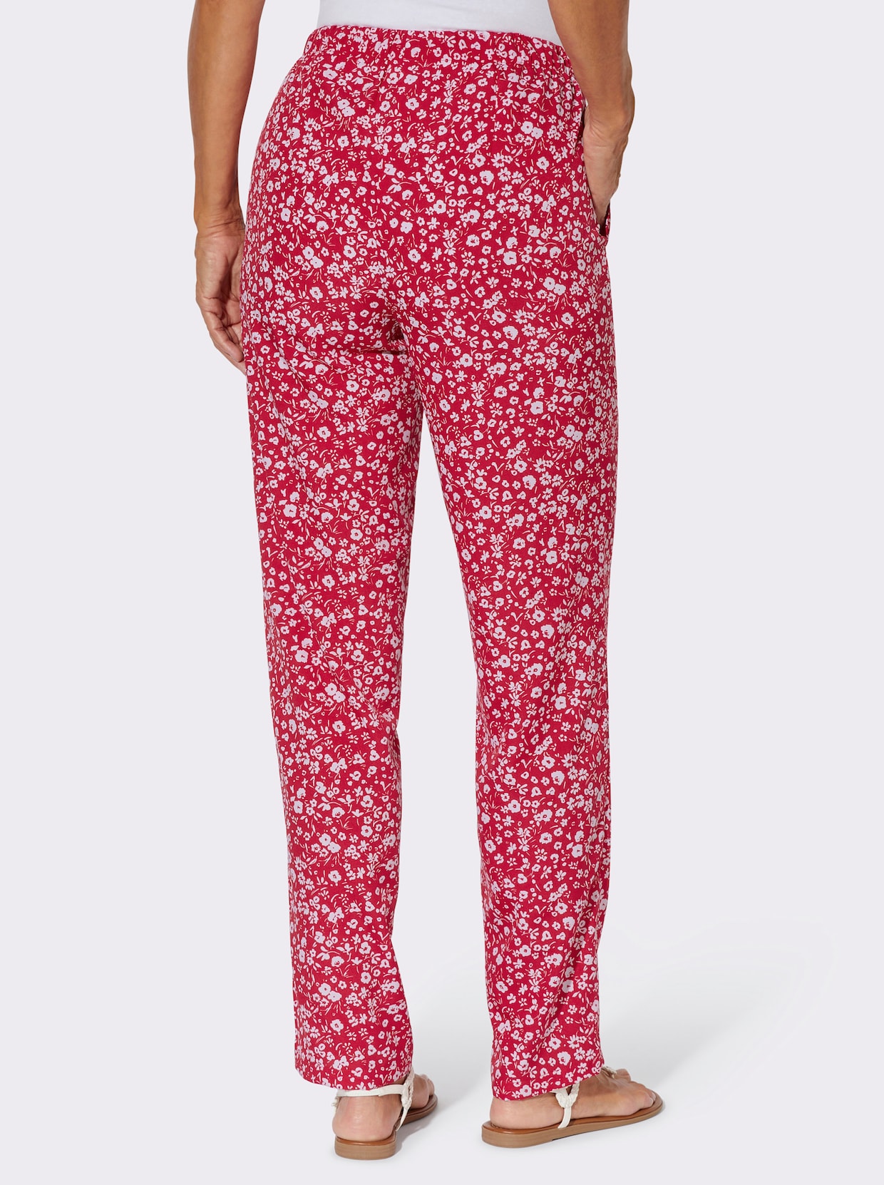 Schlupfhose in pflegeleichter Qualität - rot-weiß-bedruckt