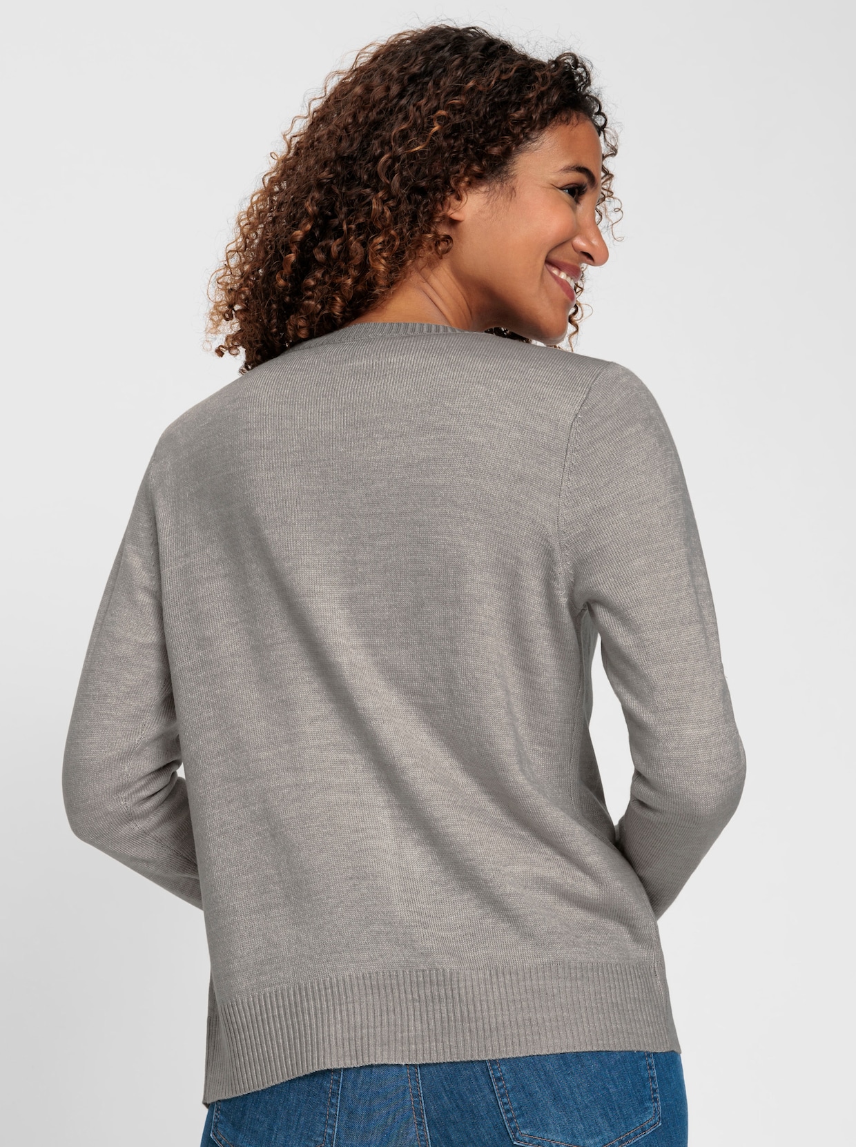 Strickjacke - steingrau-meliert