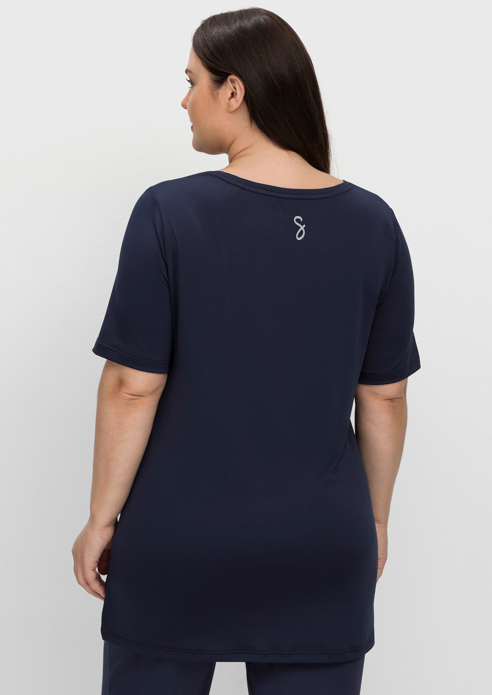 sheego Funktionsshirt in Longform - marine