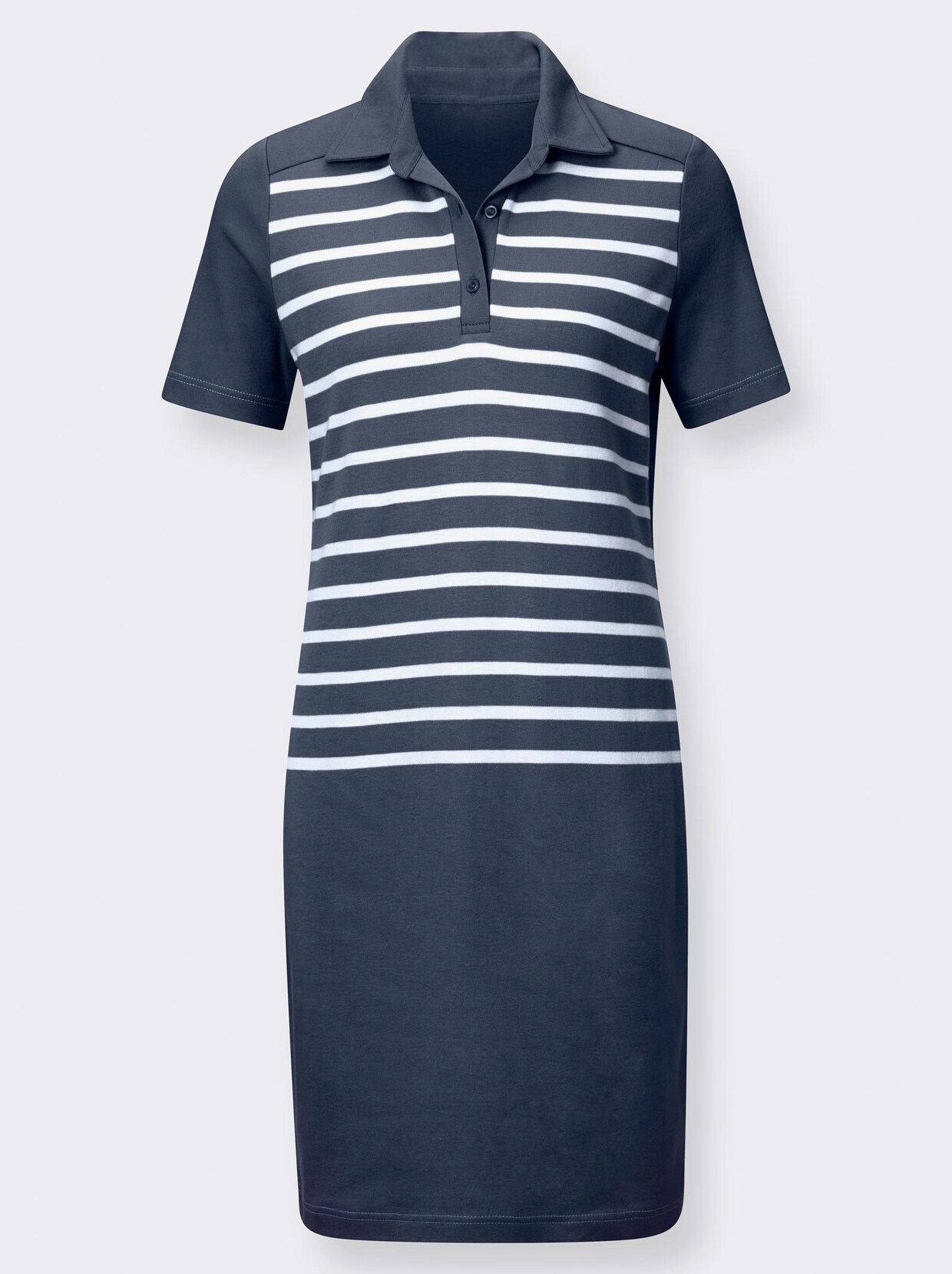 Shirtkleid - marine-gestreift