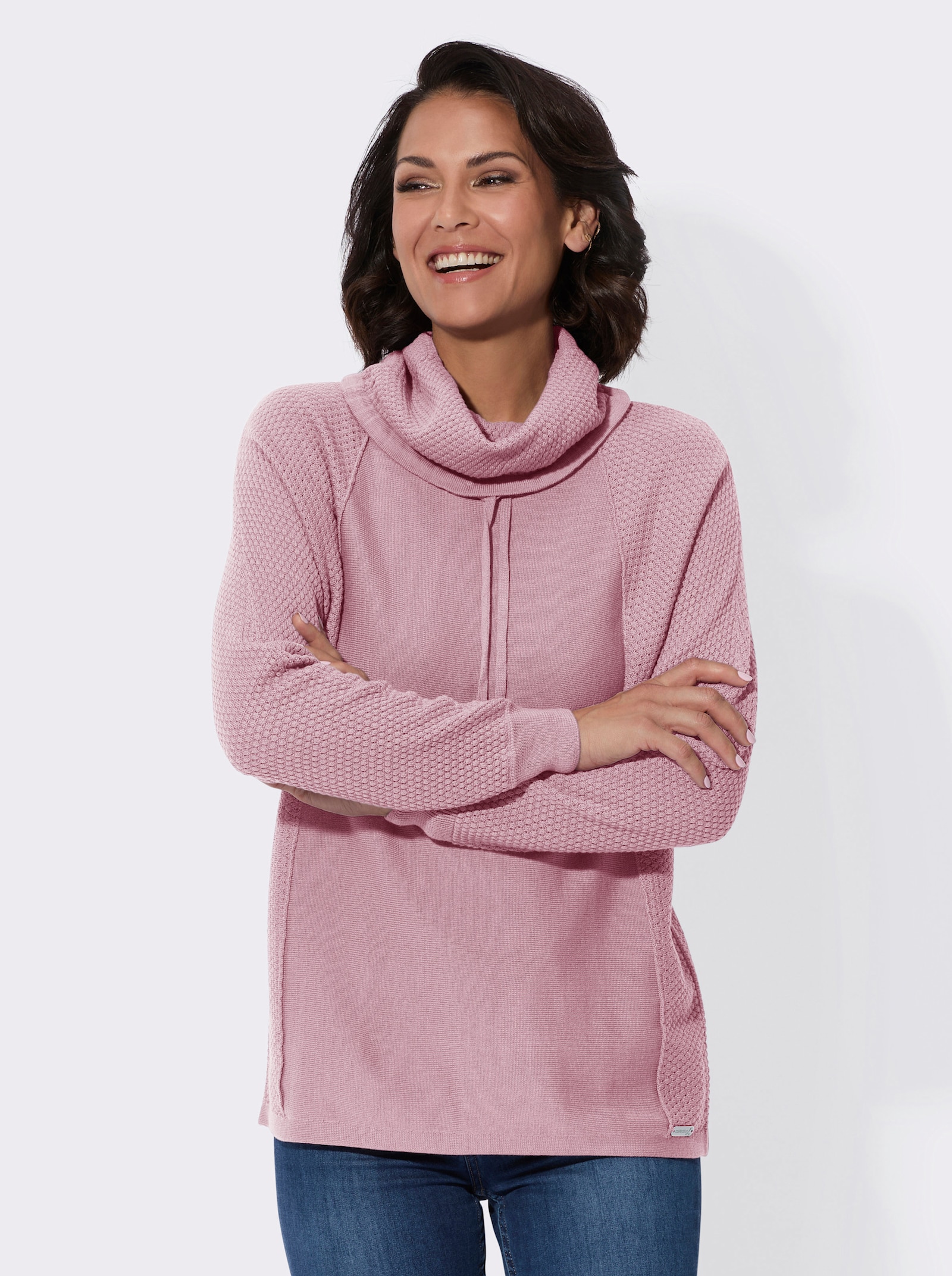 Pullover mit Waffel-Struktur - rosé