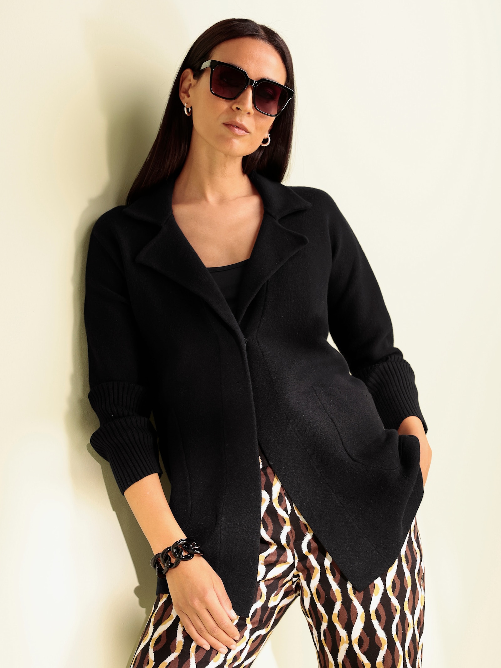 heine Vest met vleermuismouwen - zwart