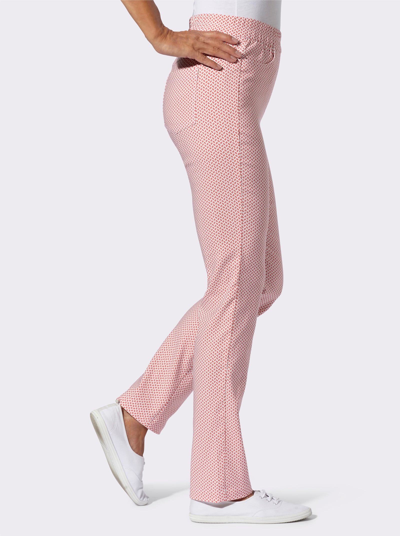 Schlupfhose mit Rundum-Dehnbund - flamingo-ecru-bedruckt